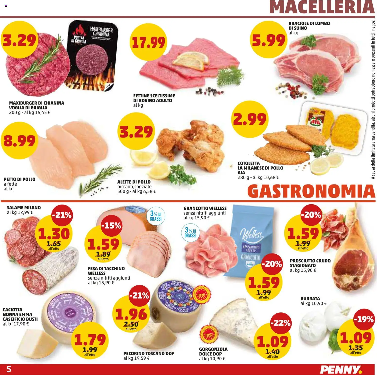 Volantino PENNY del 18.06.2026 | Pagina: 5 | Prodotti: Bovino, Prosciutto Crudo, Pecorino, Burrata