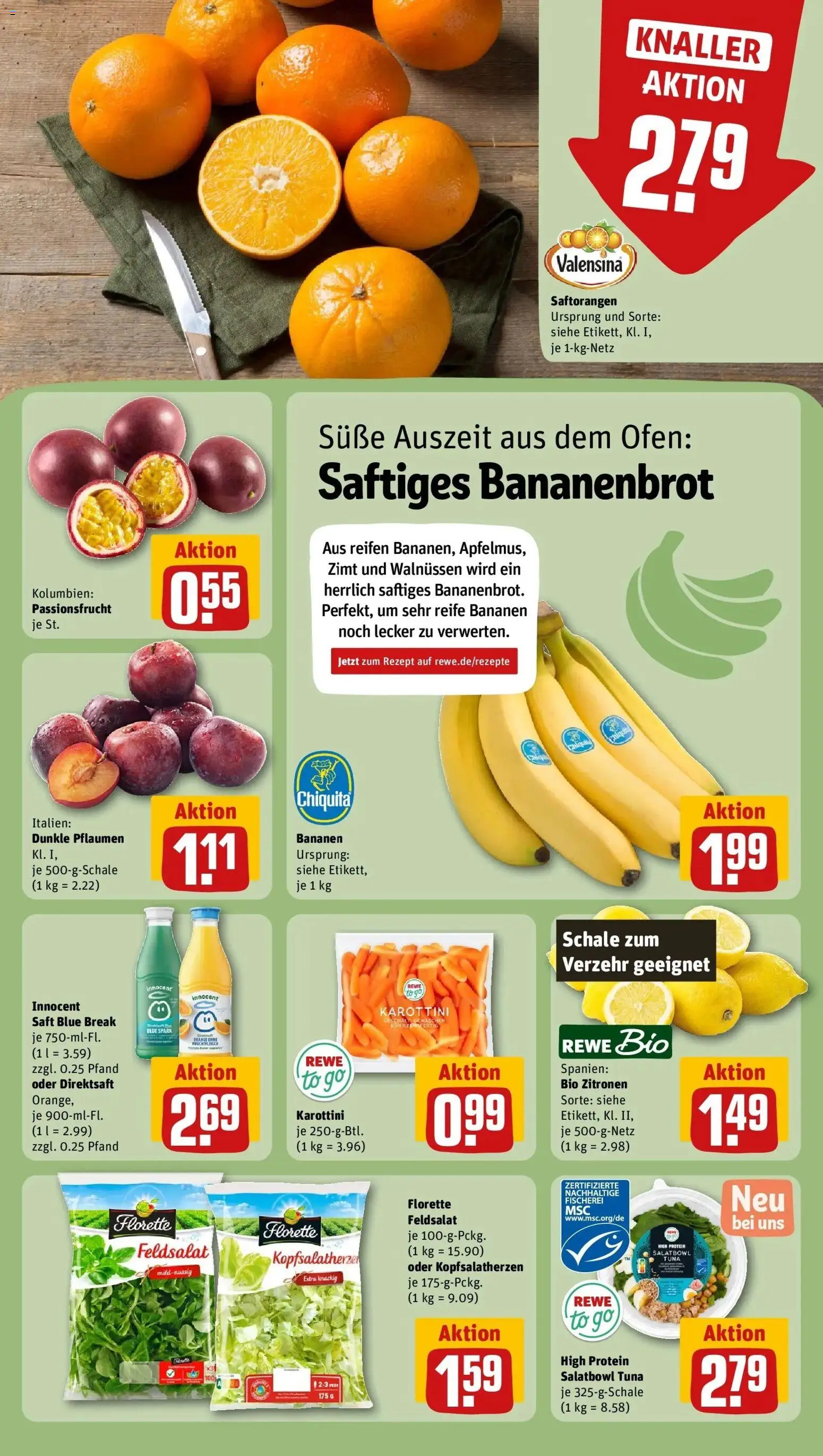 REWE Prospekt ab 12.10.2026 zum Blättern » Angebote | Seite: 4 | Produkte: Pflaumen, Valensina, Saft, Zitronen