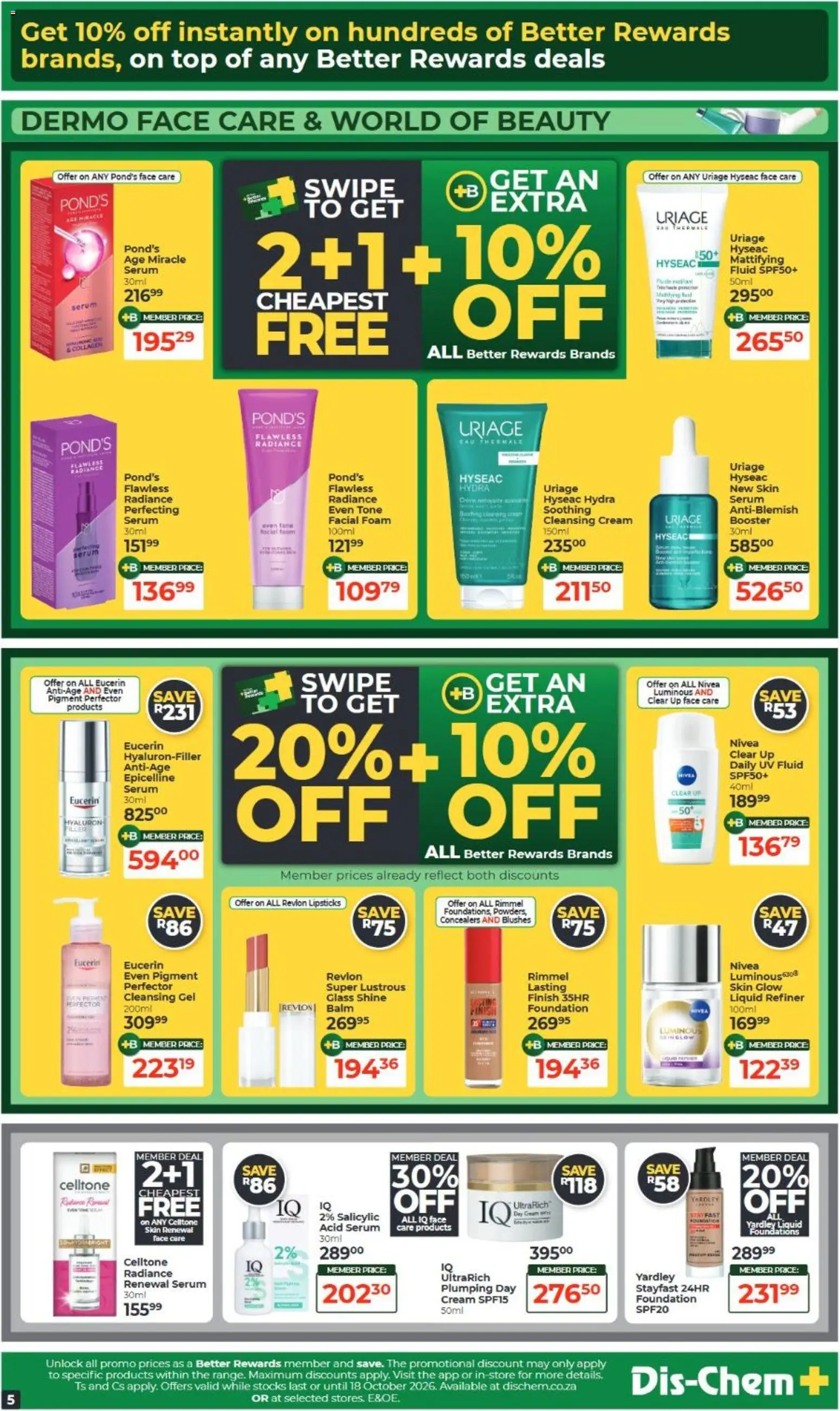New Dis-Chem catalogue – valid from 15/09/2026 | Page: 5 | Products: Serum, Foundation, Cream, Foam