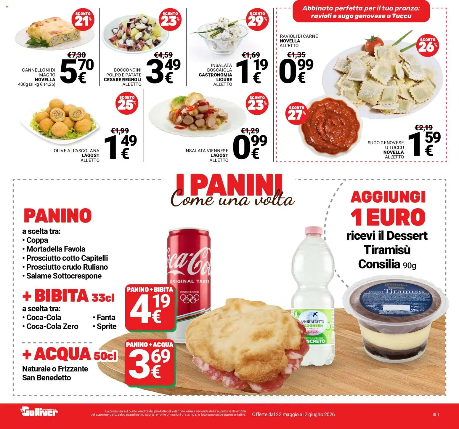 Volantino Gulliver del 22.05.2026 | Pagina: 5 | Prodotti: Prosciutto Crudo, Prosciutto Cotto, Salame, Sugo