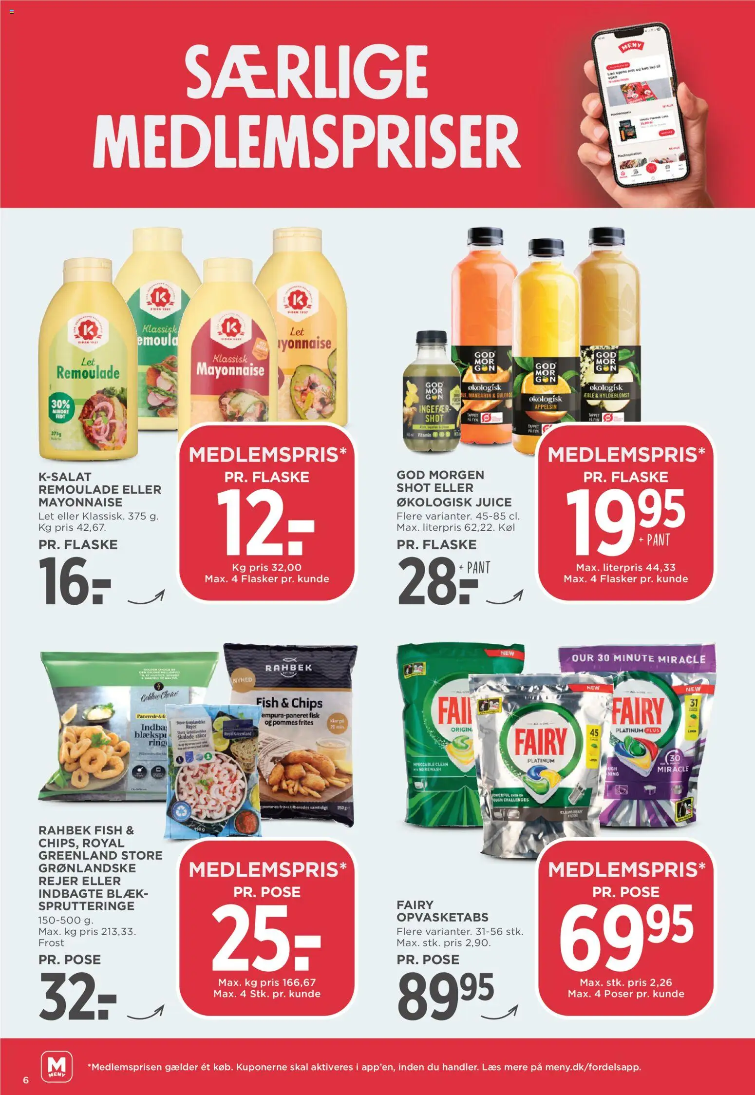 Meny tilbudsavis – gyldig fra 11/09/2026 | Side: 6 | Produkter: Juice, Fisk, Chips, Remoulade