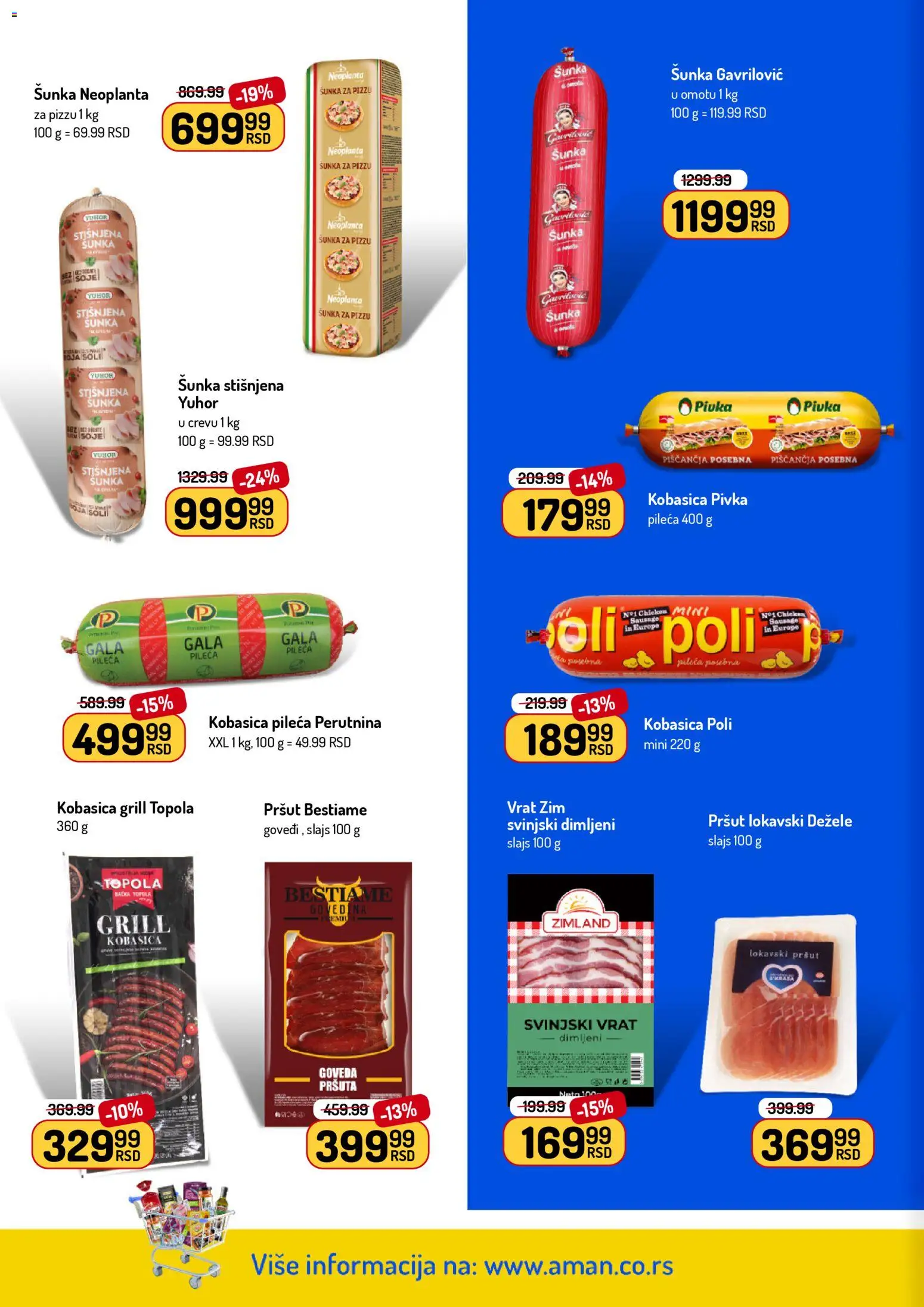 Aman katalog - važi od 27.04.2026 | Strana: 6 | Proizvode: Pršut, Svinjski vrat, Šunka, Kobasica