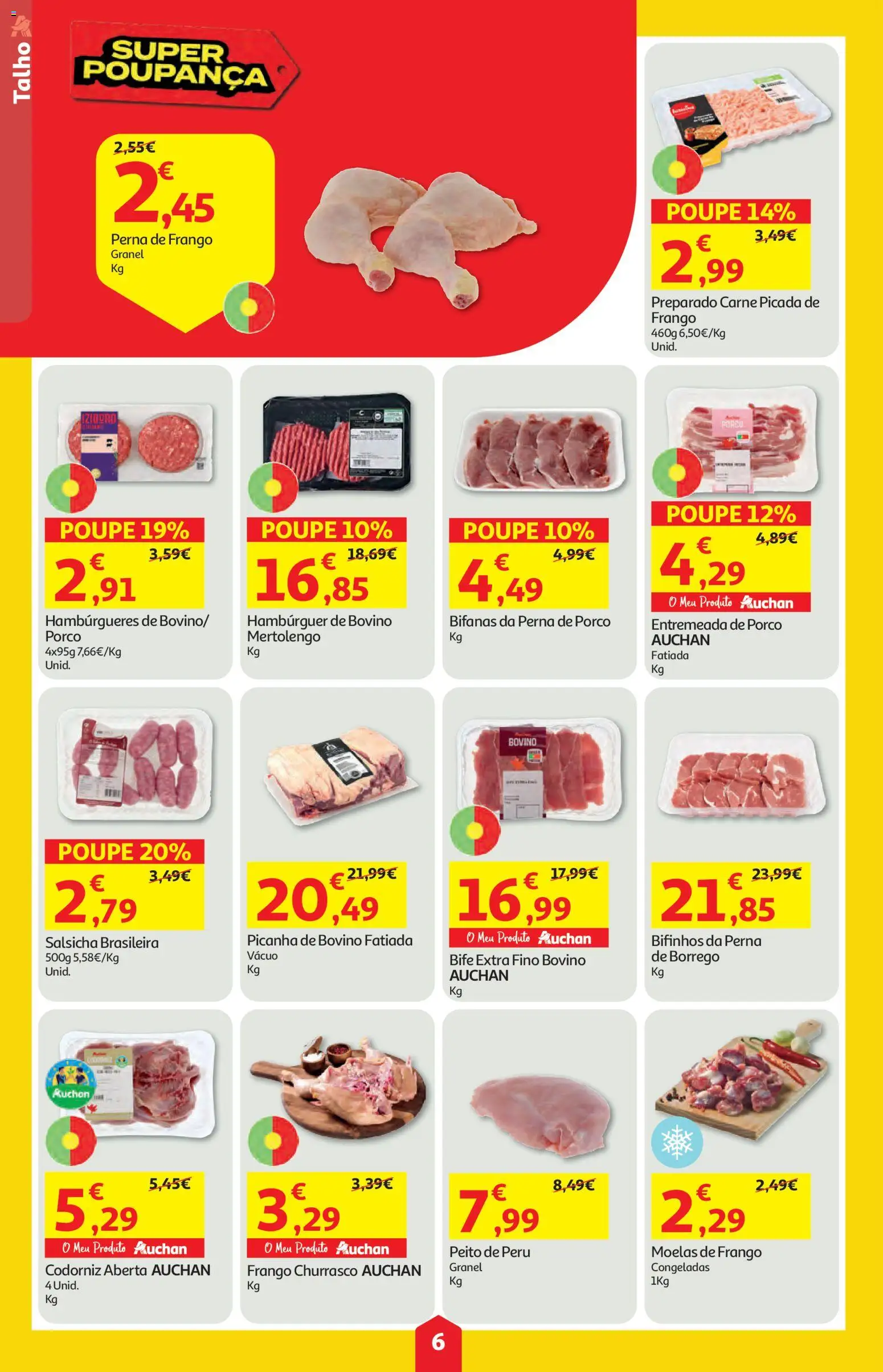 Auchan folheto │ válido de 11.06.2026 | Página: 6 | Produtos: Peito de peru, Frango, Salsicha, Moelas