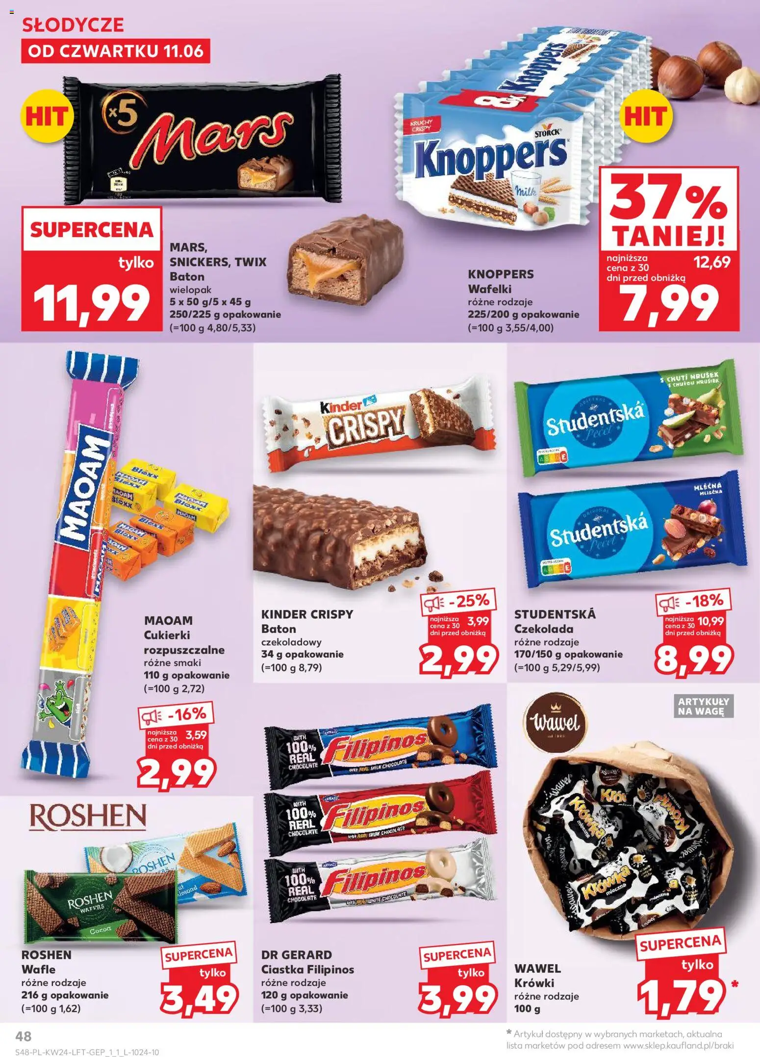Kaufland gazetka od 11.06.2026 | Strona: 48 | Produkty: Knoppers, Baton, Wafelki, Krówki