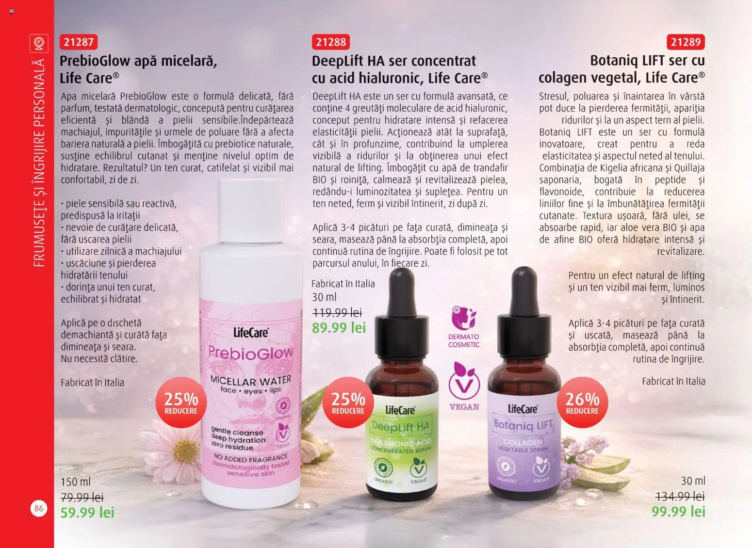 Noul catalog Life Care – valabil de la 01.04.2026 | Pagină: 88 | Produse: Şerit ödül, Serum, Trandafir, Apă