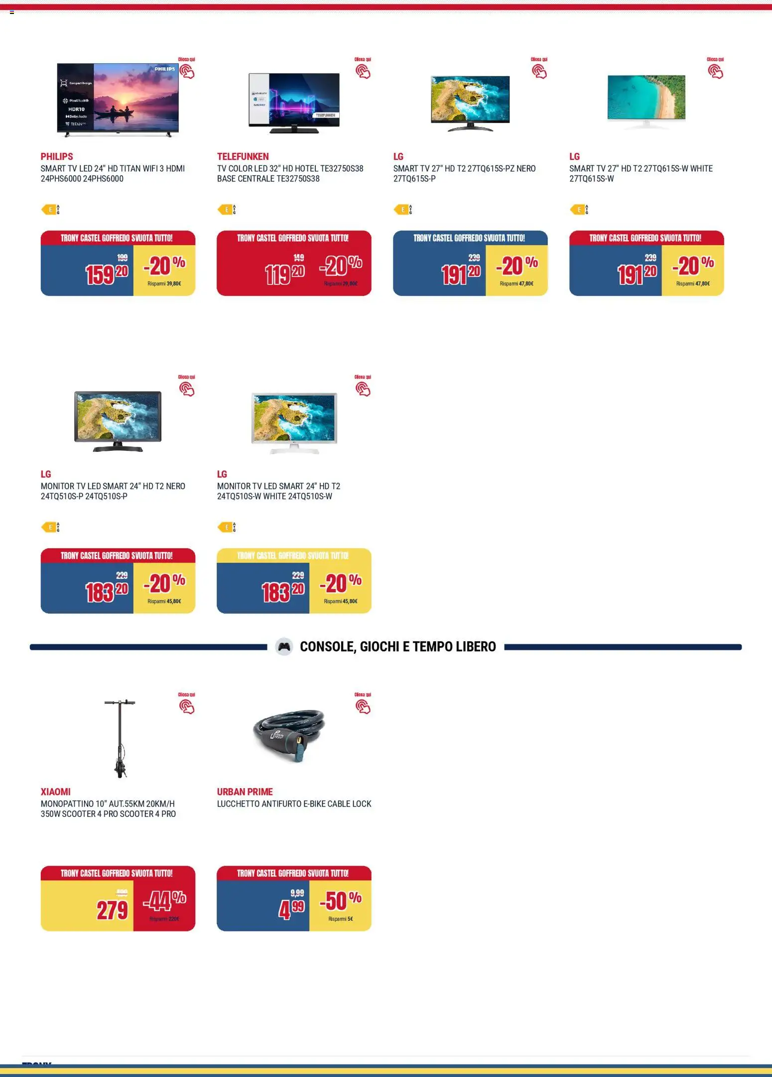 Volantino Trony del 17.04.2026 | Pagina: 8 | Prodotti: Monitor, Monopattino, smart TV, Audio