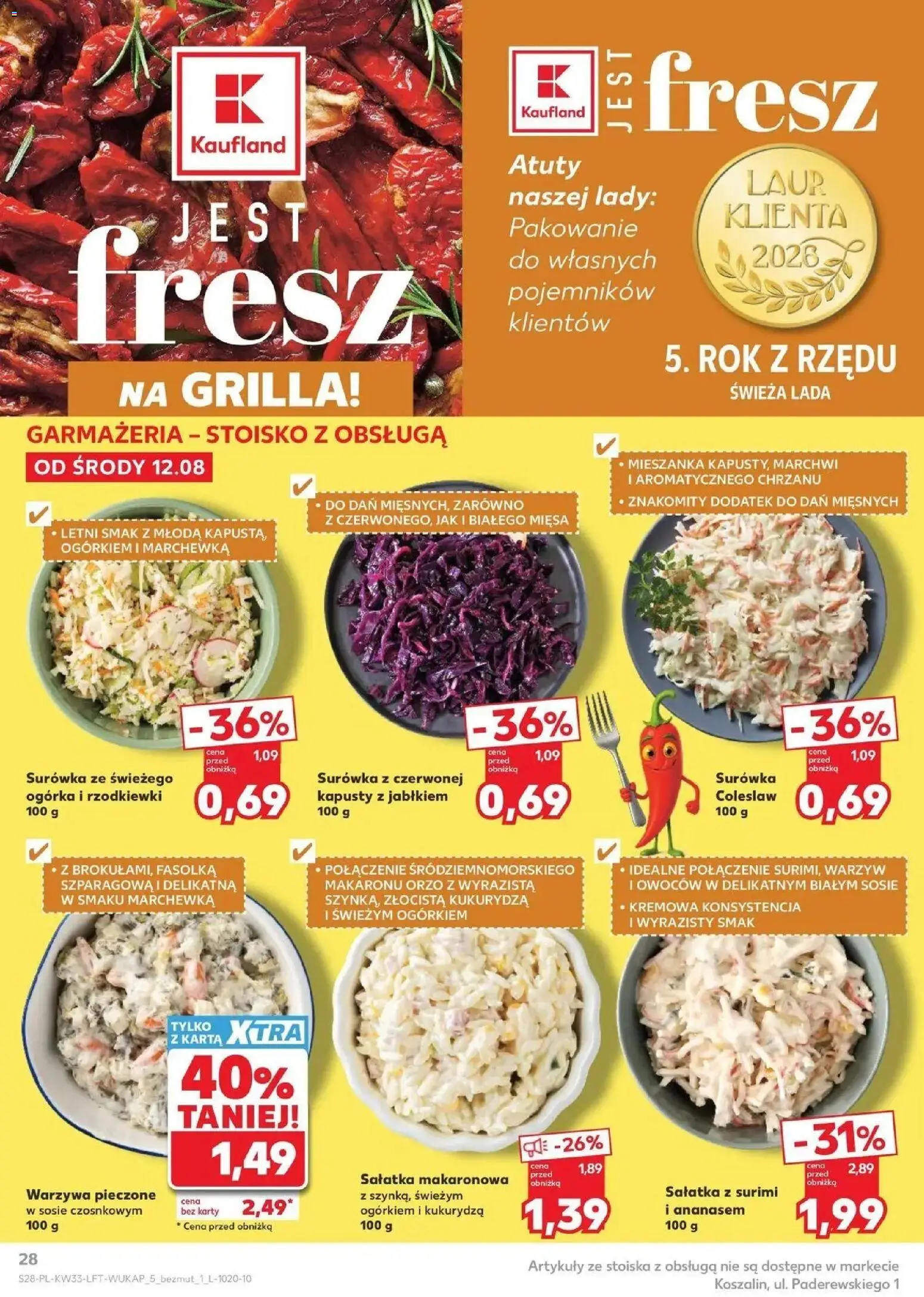 Kaufland - Kaufland Gazetka Tygodnia ważne do 19.08 od 12.08.2026 - od jutra PDF | Strona: 28 | Produkty: Surimi, Rzodkiewki, Surówka, Sałatka