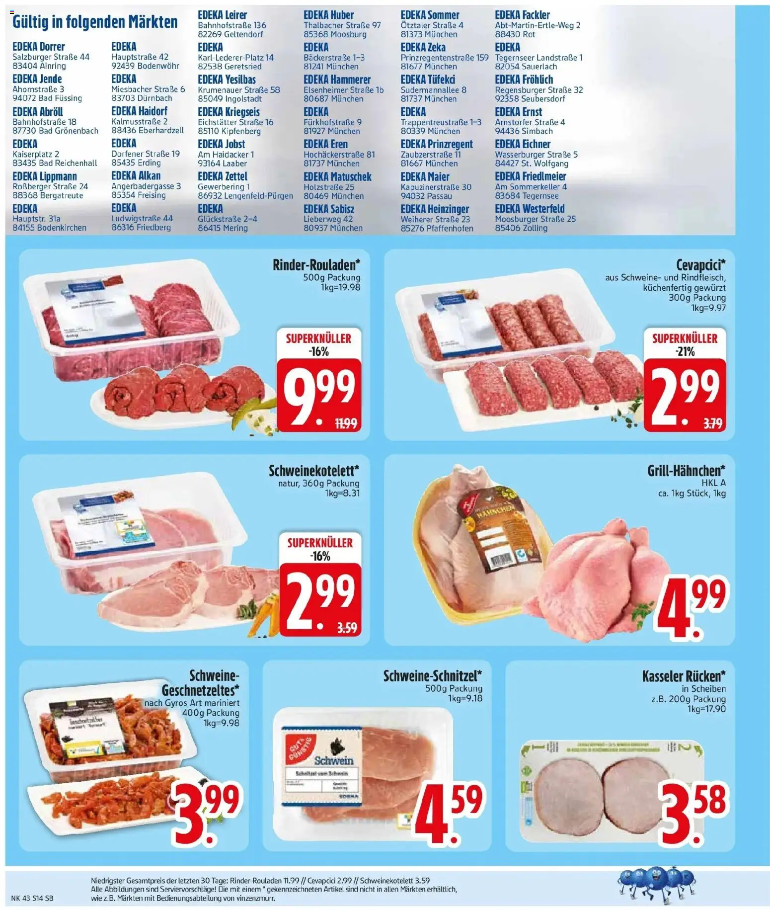 Edeka Prospekt München (ab 19.10.2026) » Angebote Online | Seite: 16 | Produkte: Rinderrouladen, Bad, Cevapcici, Gyros