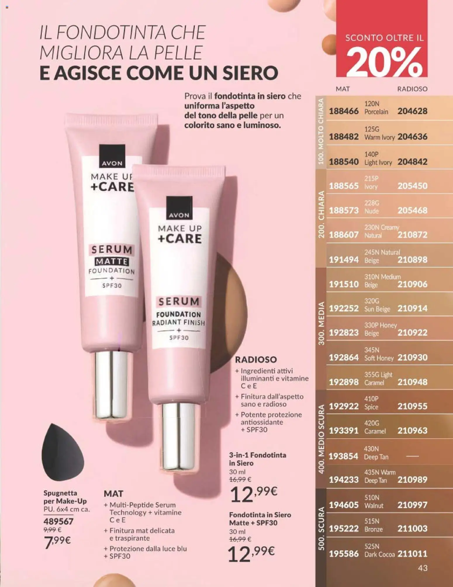 Volantino Avon del 01/08/2026 | Pagina: 43 | Prodotti: Fondotinta, Ingredienti