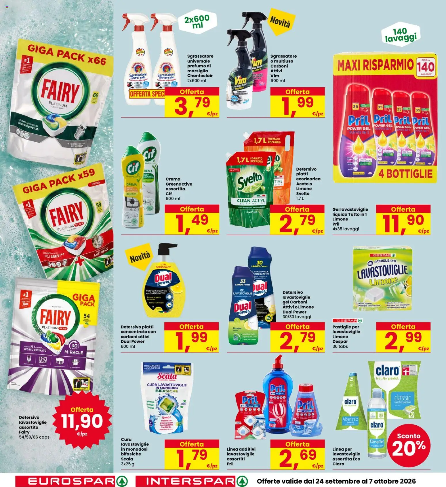 Volantino Eurospar del 24/09/2026 | Pagina: 36 | Prodotti: Tè, Piatti, Lavastoviglie, Aceto