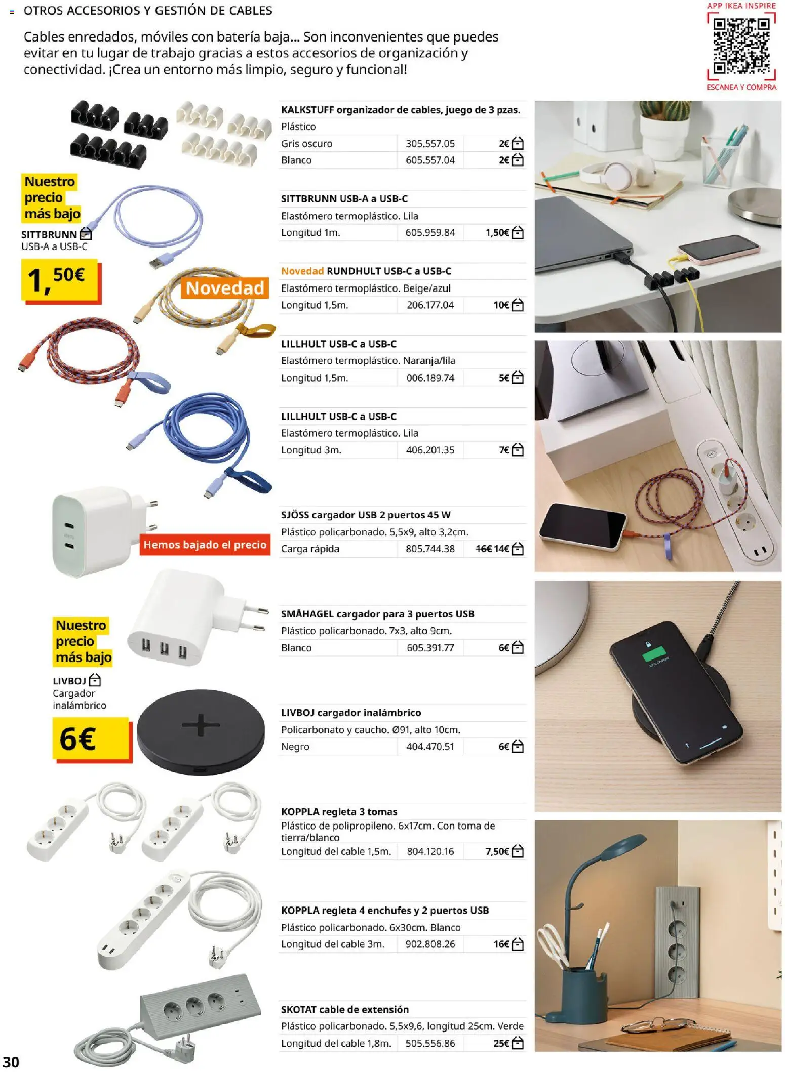 Catálogo IKEA Oficina en casa │ válido desde el 01.02.2026 | Página: 30 | Productos: Organizador, Cable, USB, Batería