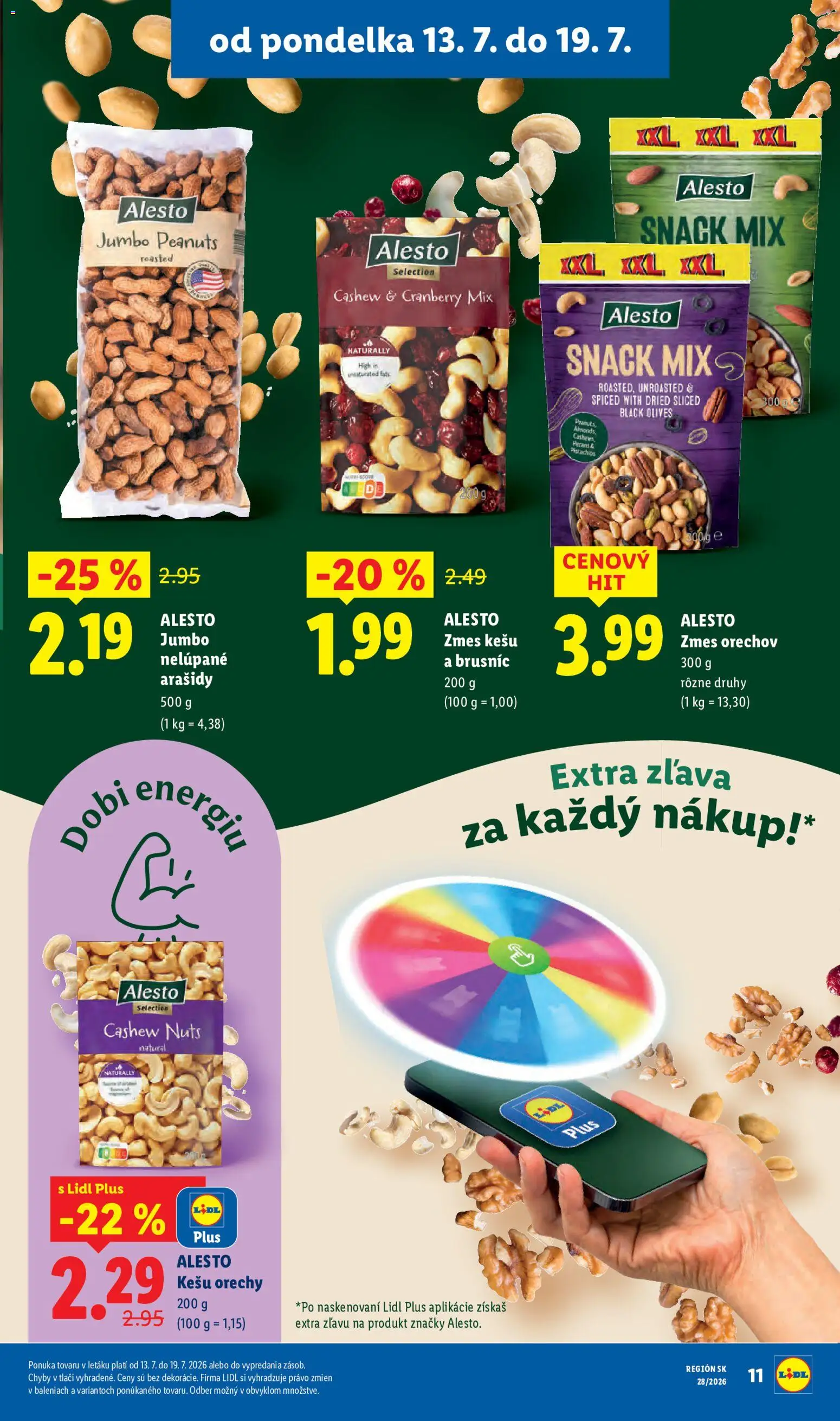 Nové Lidl akcie – leták je platný od 13.07.2026 | Strana: 15 | Produkty: Orechy, Kešu, Arašidy, Kešu orechy