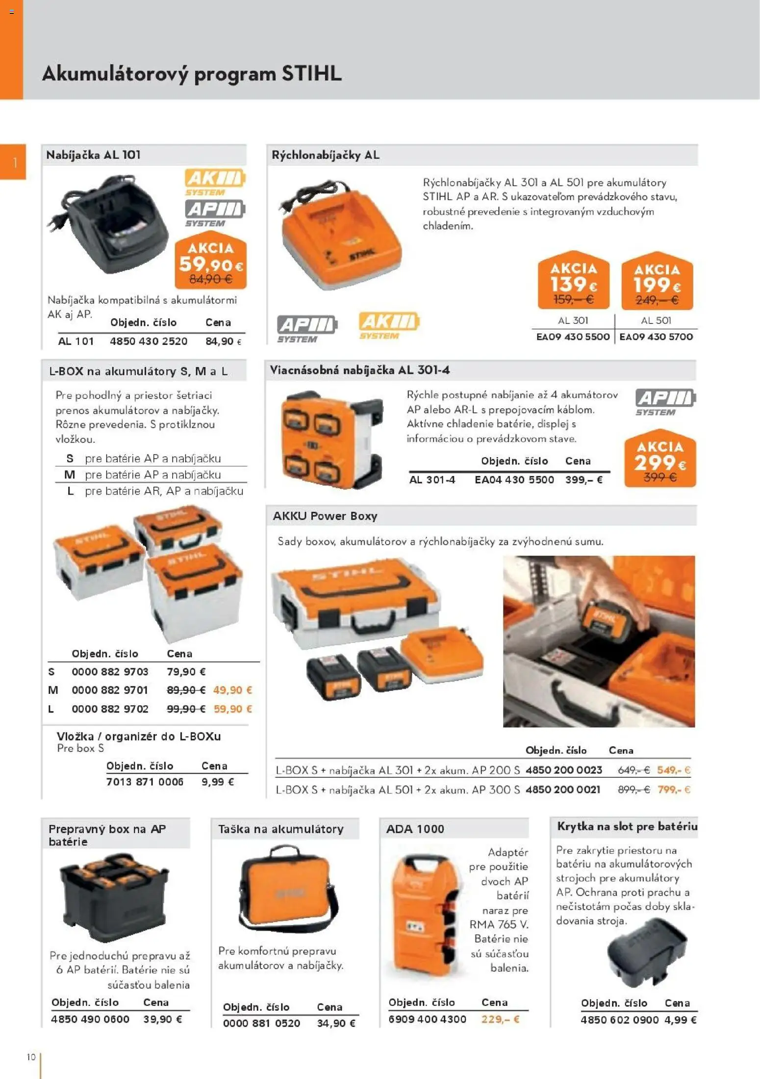 Nové STIHL akcie – leták je platný od 19.08.2026 | Strana: 10 | Produkty: Organizér, Nabíjačka, Adaptér