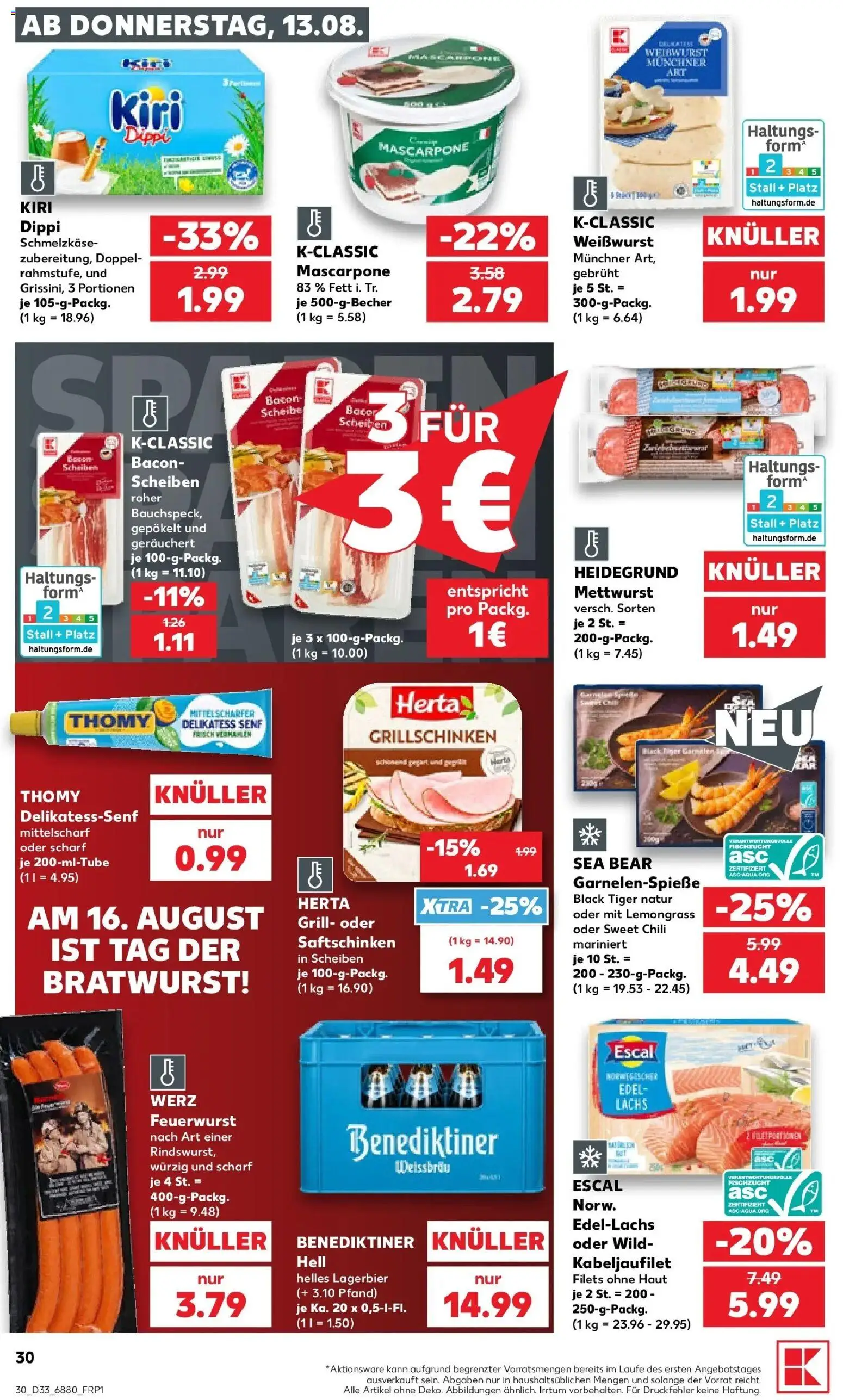 Prospekt Kaufland ab 10.08.2026 » Angebote Online zum Blättern | Seite: 39 | Produkte: Mascarpone, Bratwurst, Lachs, Chili