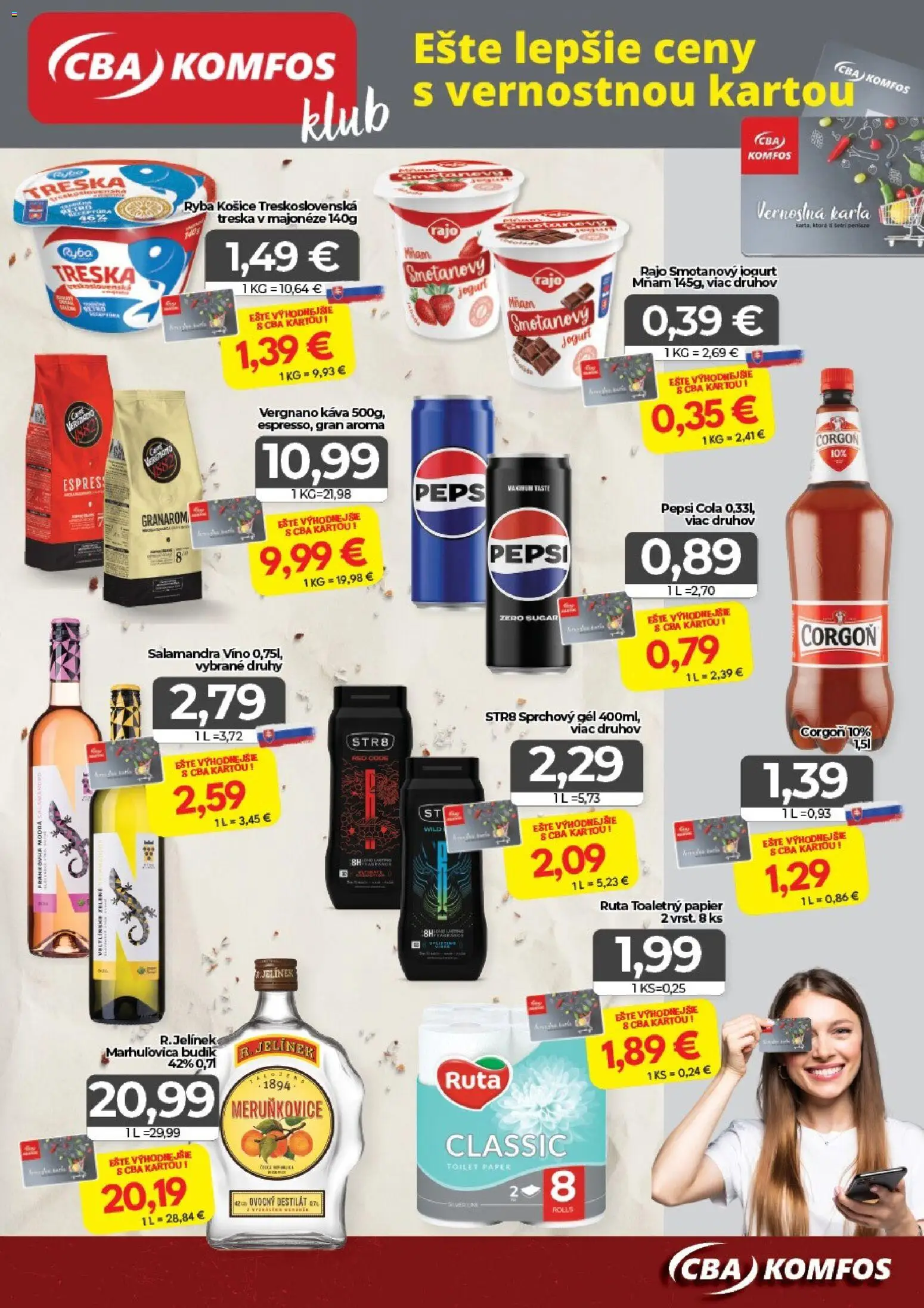 Nové CBA Komfos akcie – leták je platný od 17.07.2026 | Strana: 15 | Produkty: Víno, Sprchový gél, Corgoň, Destilát