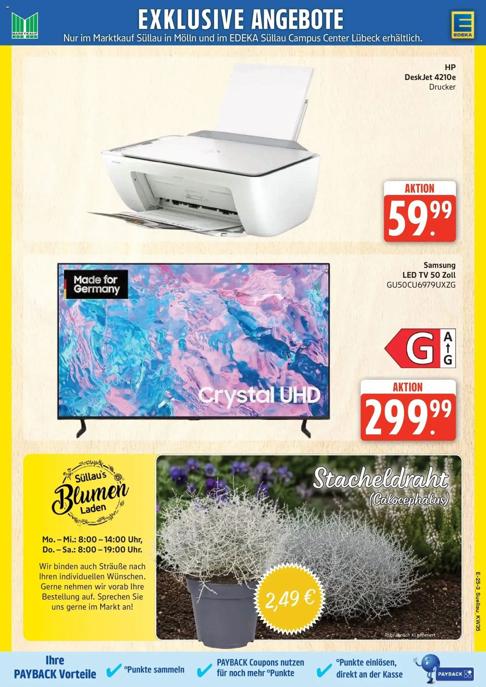 Edeka Prospekt Lübeck – gültig ab 24.08.2026 | Seite: 32 | Produkte: Blumen, Samsung, Drucker, TV