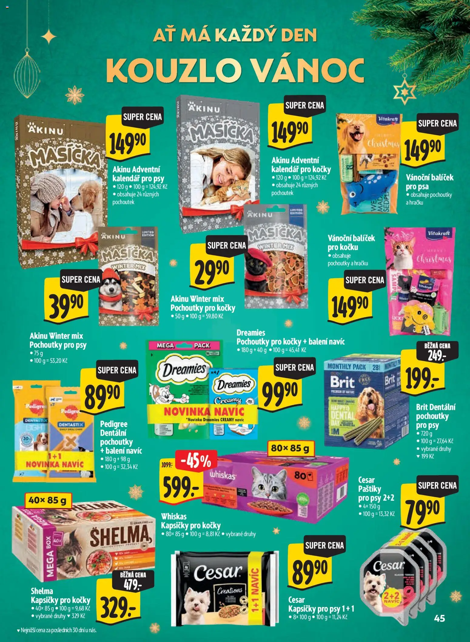 Albert leták - Hypermarket Kouzlo Vánoc od 29.10.2026 | Strana: 45 | Produkty: Shelma kapsičky, Pedigree, Kapsičky, Kapsičky pro psy
