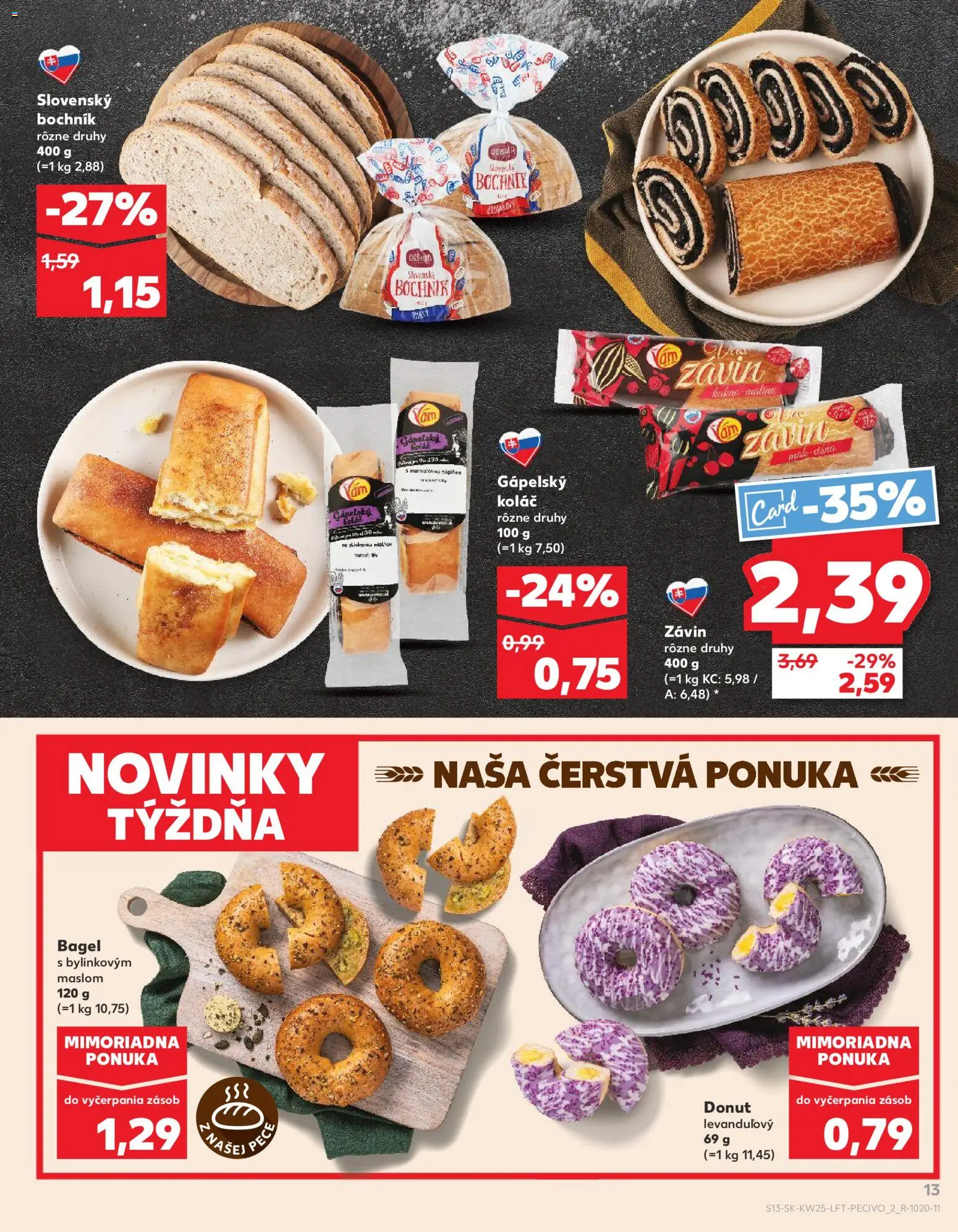 Nové Kaufland akcie – leták je platný od 18.06.2026 | Strana: 13 | Produkty: Donut, Závin, Koláč, Kakao