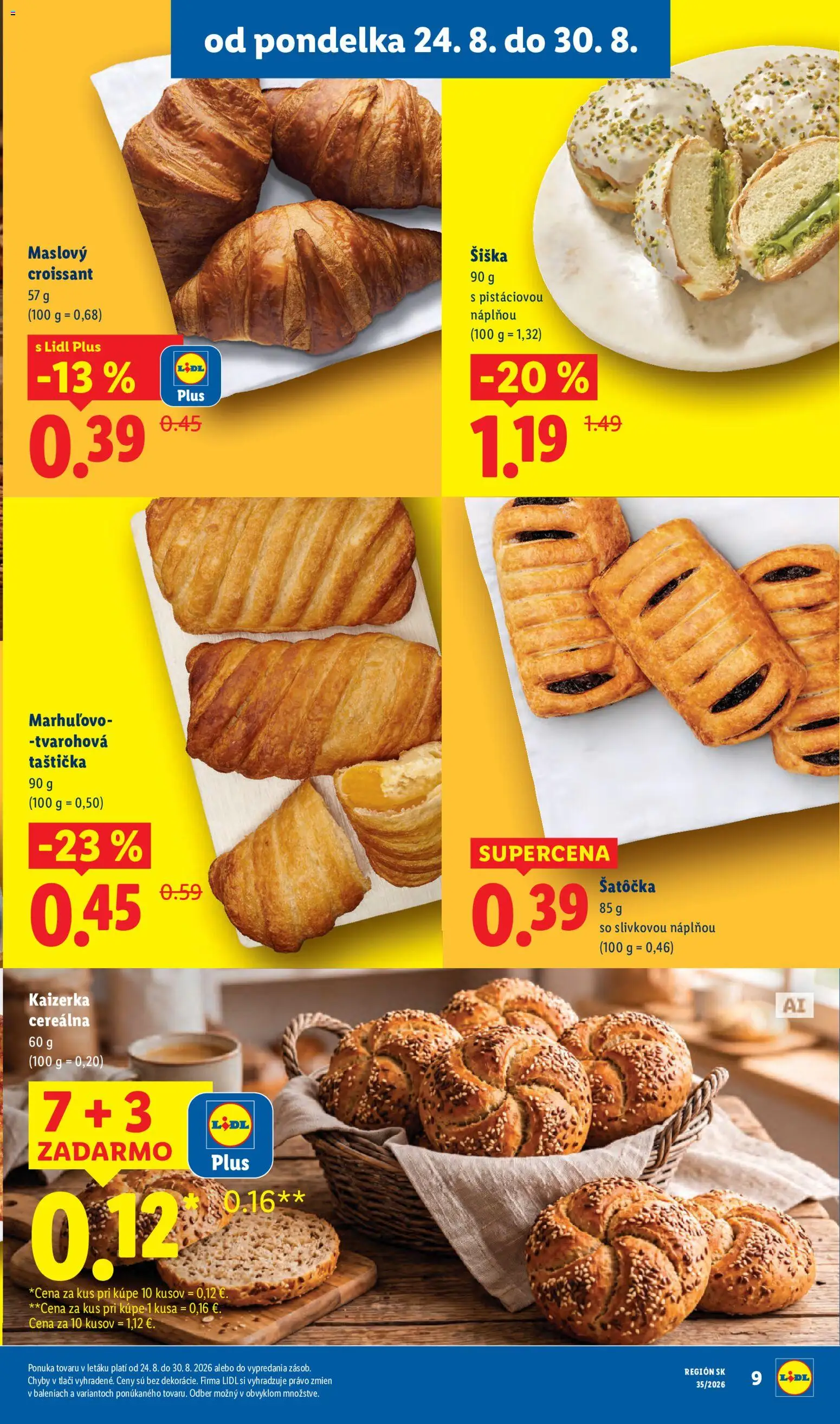 Nové Lidl akcie – leták je platný od 24.08.2026 | Strana: 13 | Produkty: Donut, Croissant, Šiška