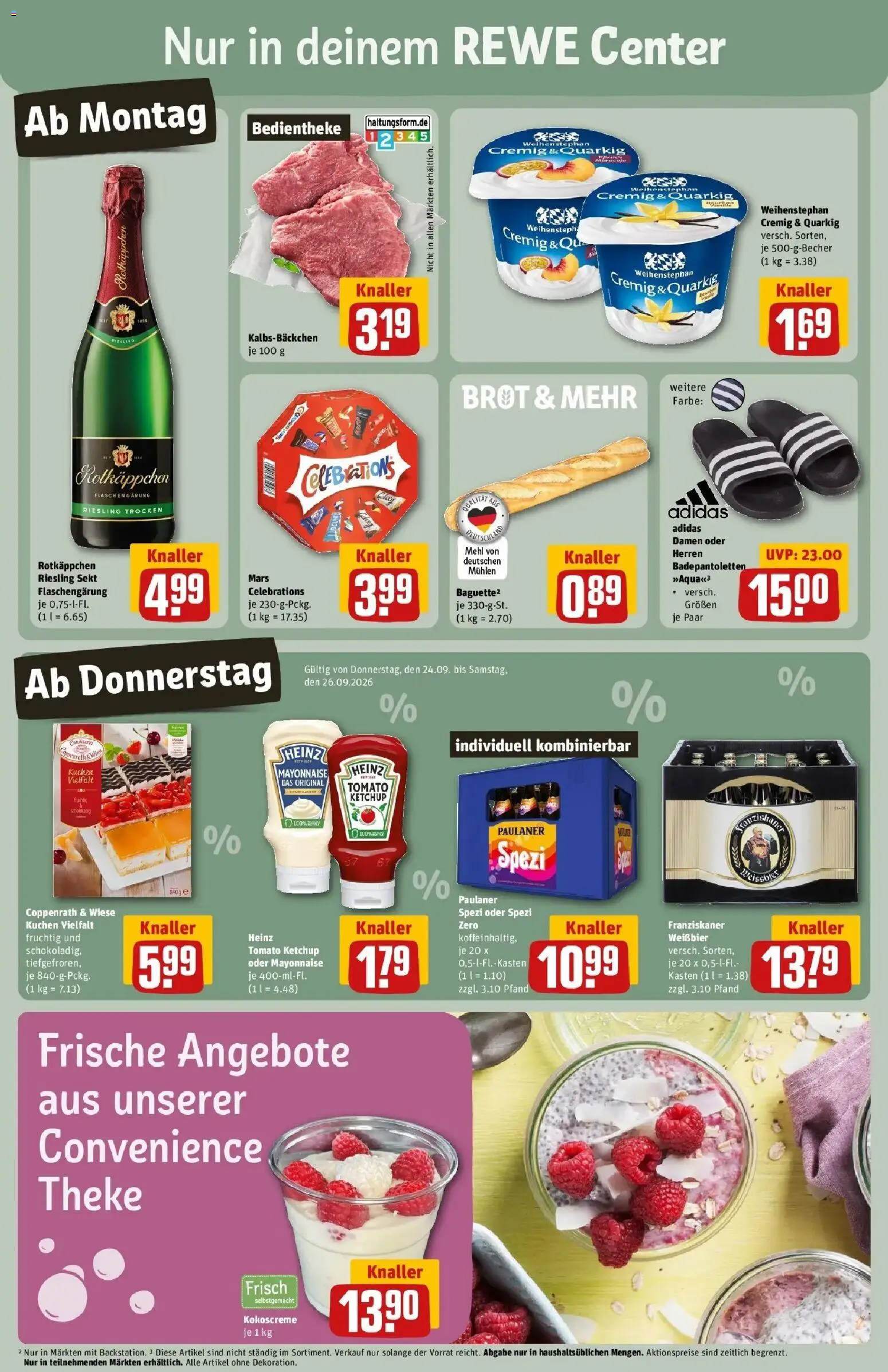 REWE Prospekt ab 21.09.2026 zum Blättern » Angebote | Seite: 3 | Produkte: Mehl, Sekt, Mayonnaise, Brot