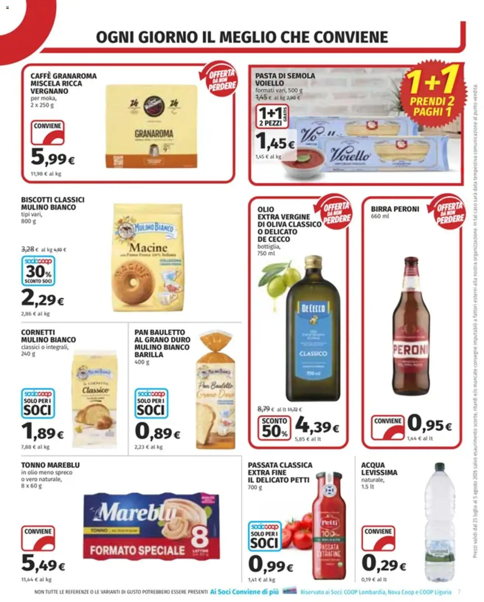 Volantino COOP del 23/07/2026 | Pagina: 7 | Prodotti: Biscotti, Olio, Data, Tonno