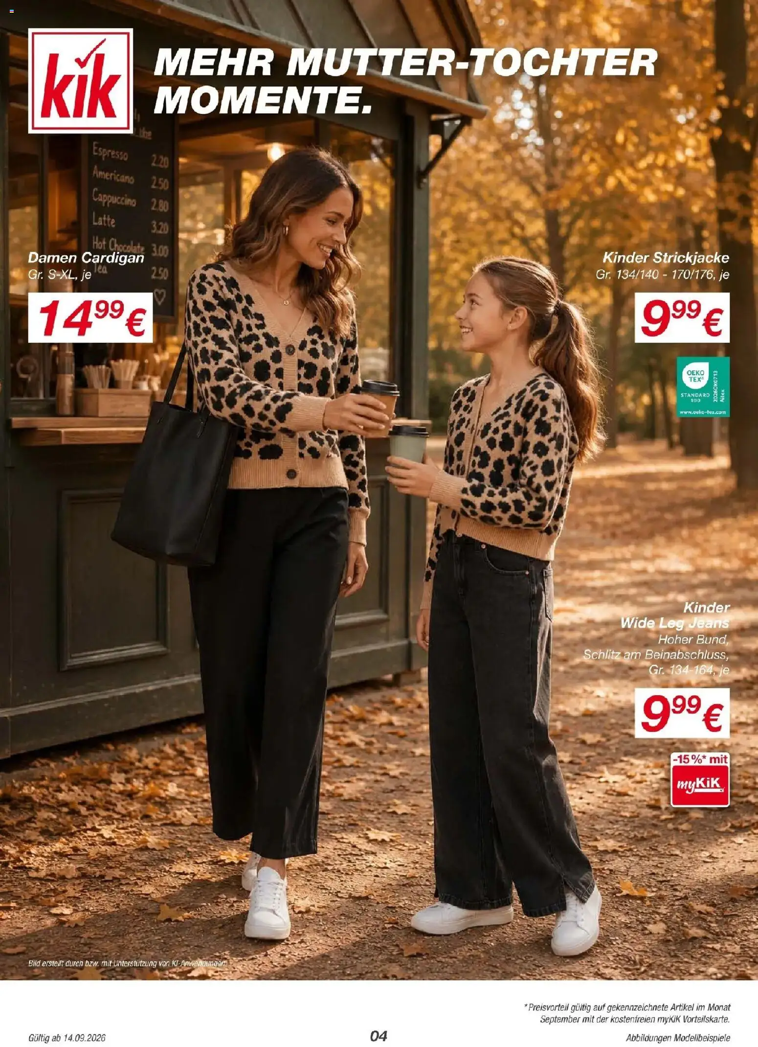 Kik Prospekt Mehr für den Herbst und die besonderen Momente – gültig ab 14.09.2026 | Seite: 4 | Produkte: Cardigan, Strickjacke, Jeans