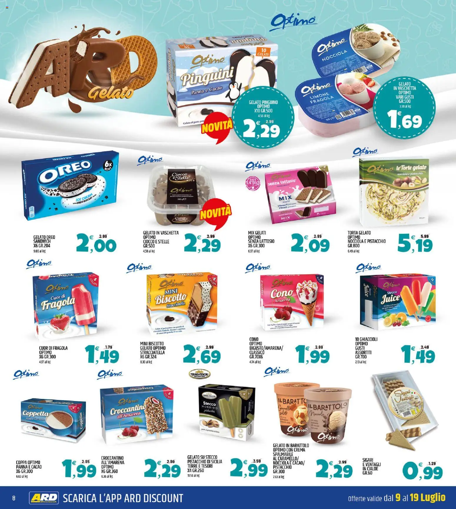 Volantino ARD Discount del 09/07/2026 | Pagina: 8 | Prodotti: Crema, Gelato, Limone, Torta