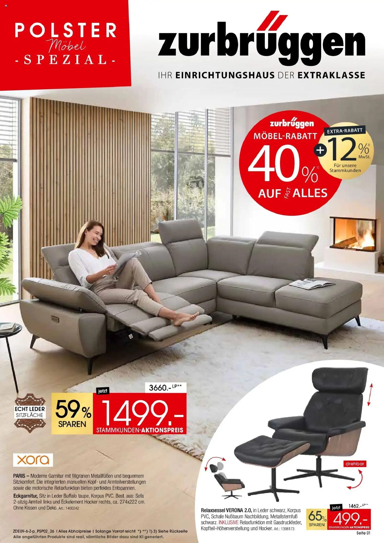 Zurbrüggen - Zurbrüggen: Polstermöbel Spezial (ab 19.09.2026) zum Blättern | Seite: 1 | Produkte: Hocker, Relaxsessel, Sofa, Bilder