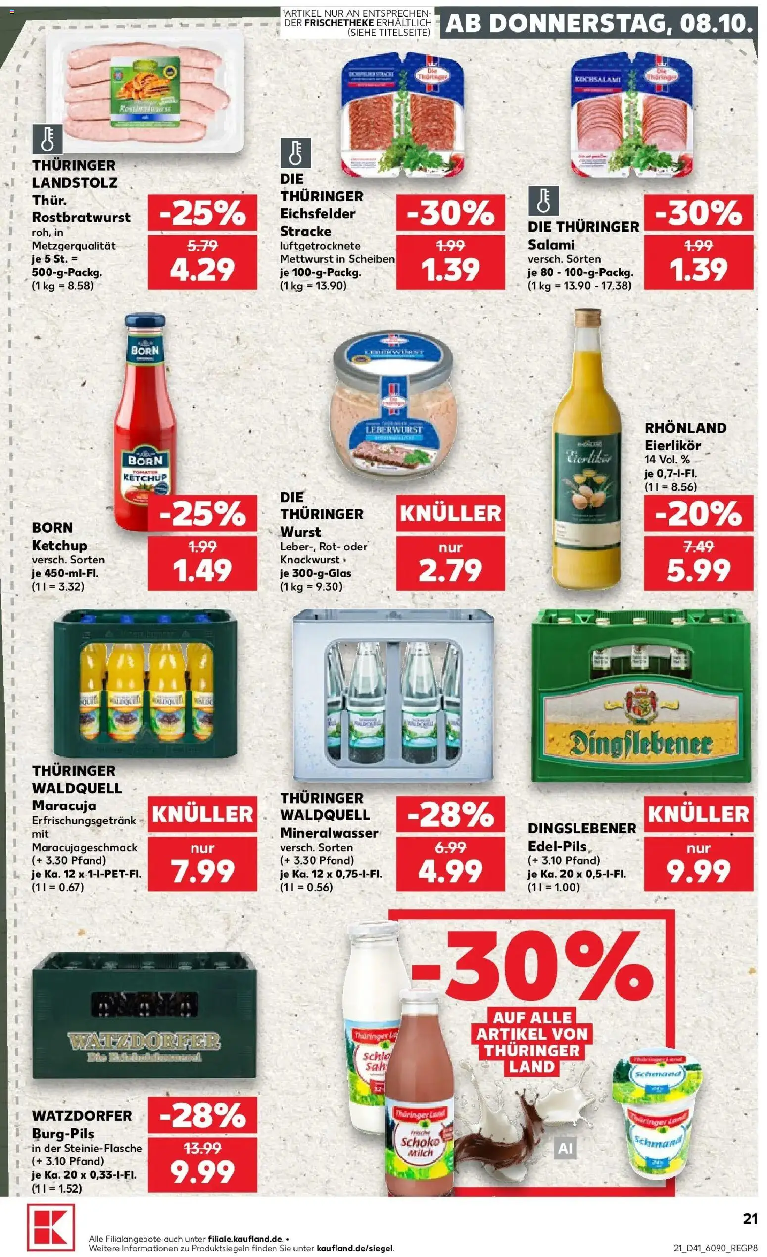 Prospekt Kaufland ab 08.10.2026 » Angebote Online zum Blättern | Seite: 21 | Produkte: Milch, Wurst, Salami, Ketchup
