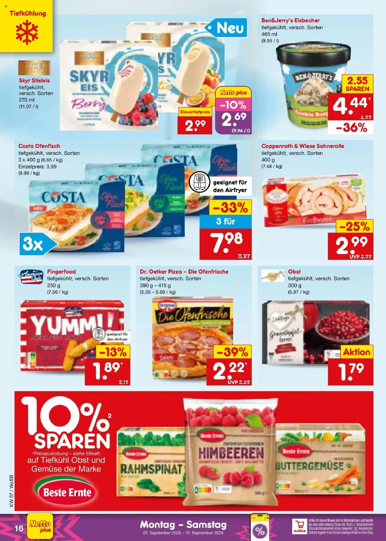 Netto Marken-Discount Prospekt Ludwigshafen-Edigheim – gültig ab 07.09.2026 | Seite: 24 | Produkte: Himbeeren, Ofenfrische, Skyr, Pizza