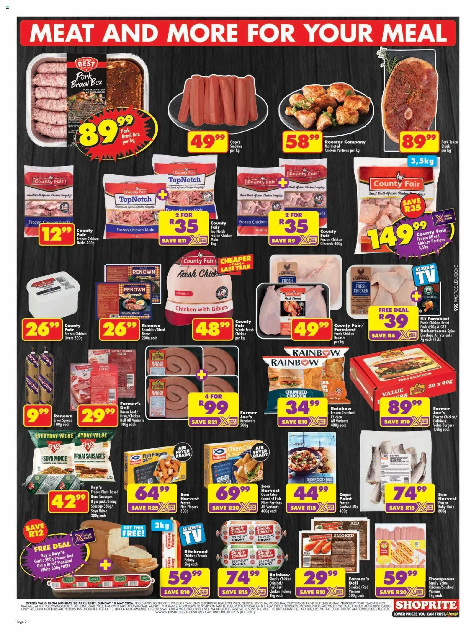 New Shoprite catalogue – valid from 20.04.2026 | Page: 2 | Products: Oven, Steak, Polony, Pork