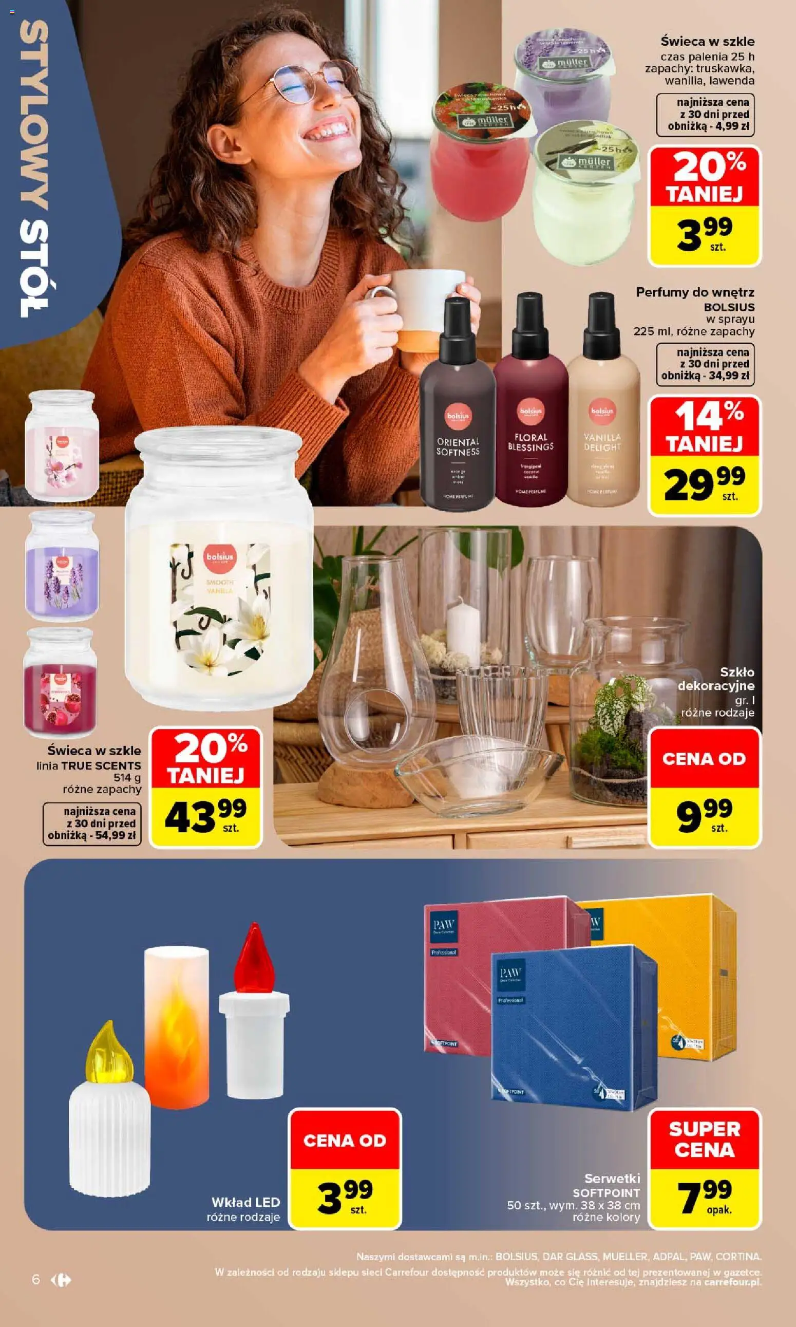 Carrefour gazetka - Stylowy dom od 07.09.2026 | Strona: 6 | Produkty: Świeca, Perfumy, Serwetki, Lawenda