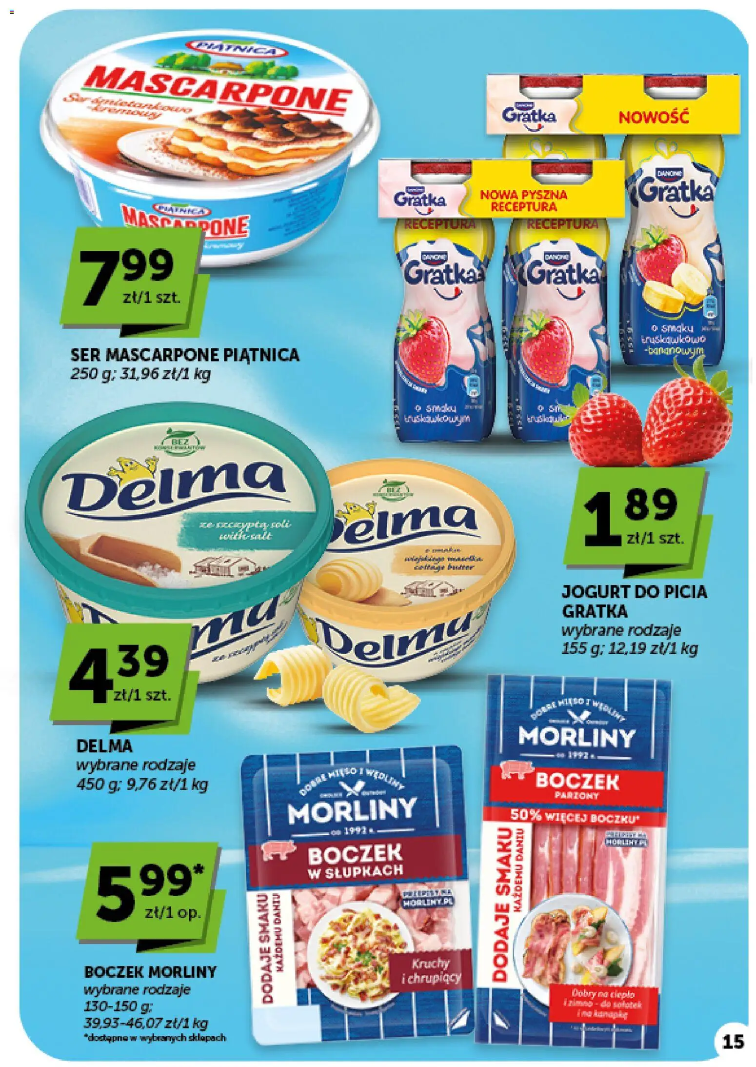 Euro Sklep gazetka - Minimarket od 01.10.2026 | Strona: 15 | Produkty: Piątnica, Boczek, Jogurt, Ser mascarpone