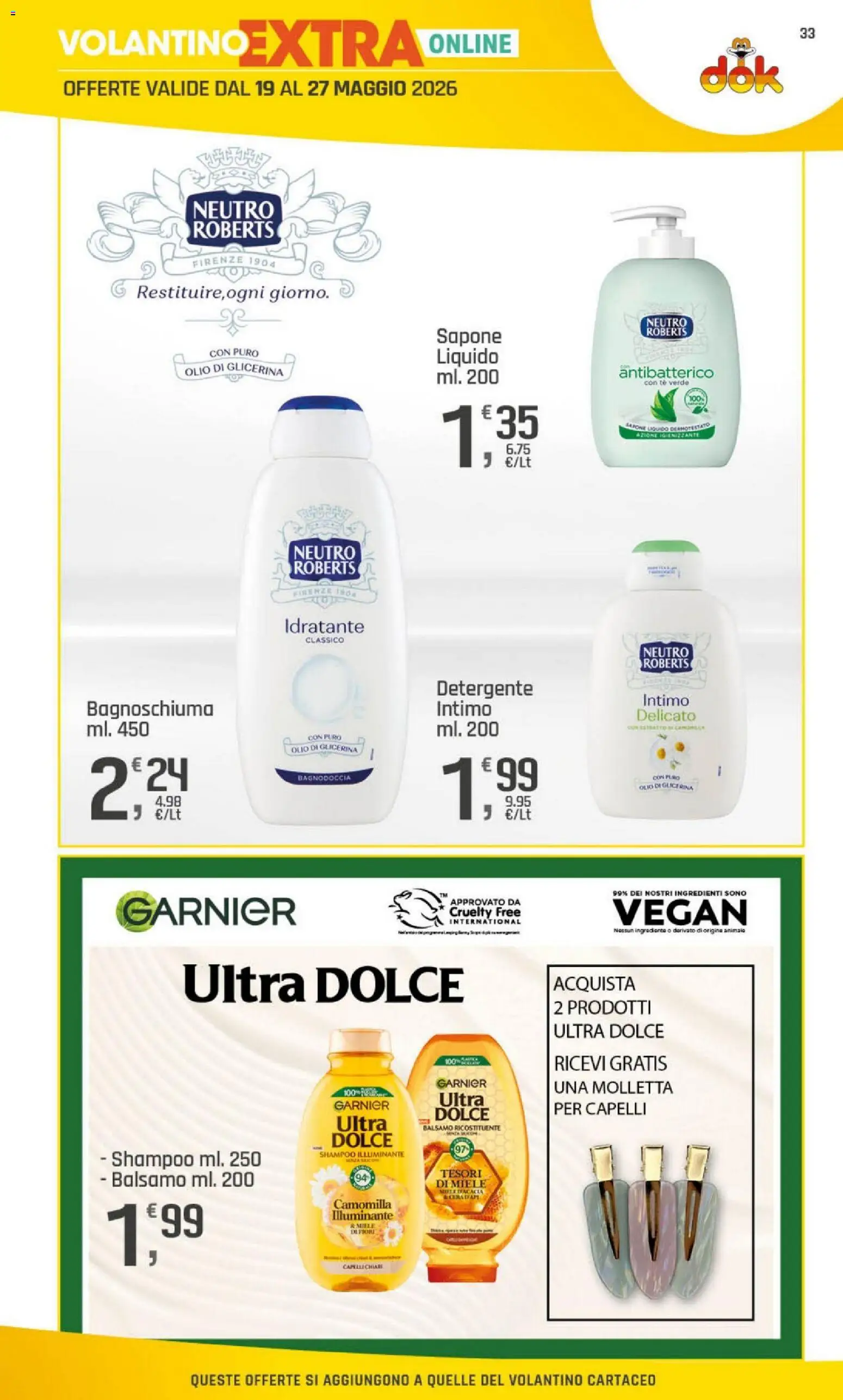 Volantino DOK del 15.05.2026 | Pagina: 33 | Prodotti: Sapone, Bagnoschiuma, Intimo, Olio