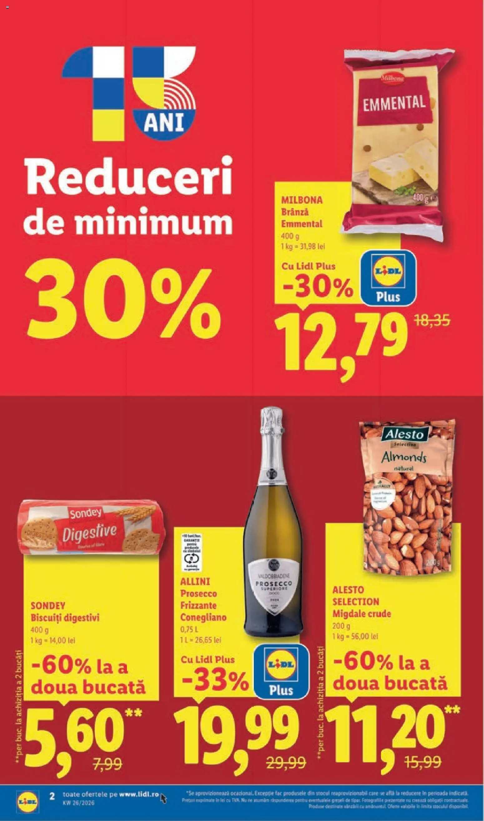 Noul catalog Lidl – valabil de la 22.06.2026 | Pagină: 2 | Produse: Migdale, Prosecco, Brânză, Biscuiți