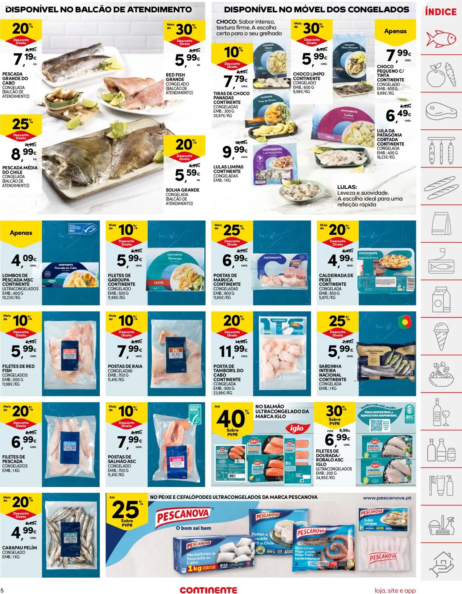 Continente folheto │ válido de 16.06.2026 | Página: 5 | Produtos: Dourada, Lulas, Salmão, Peixe