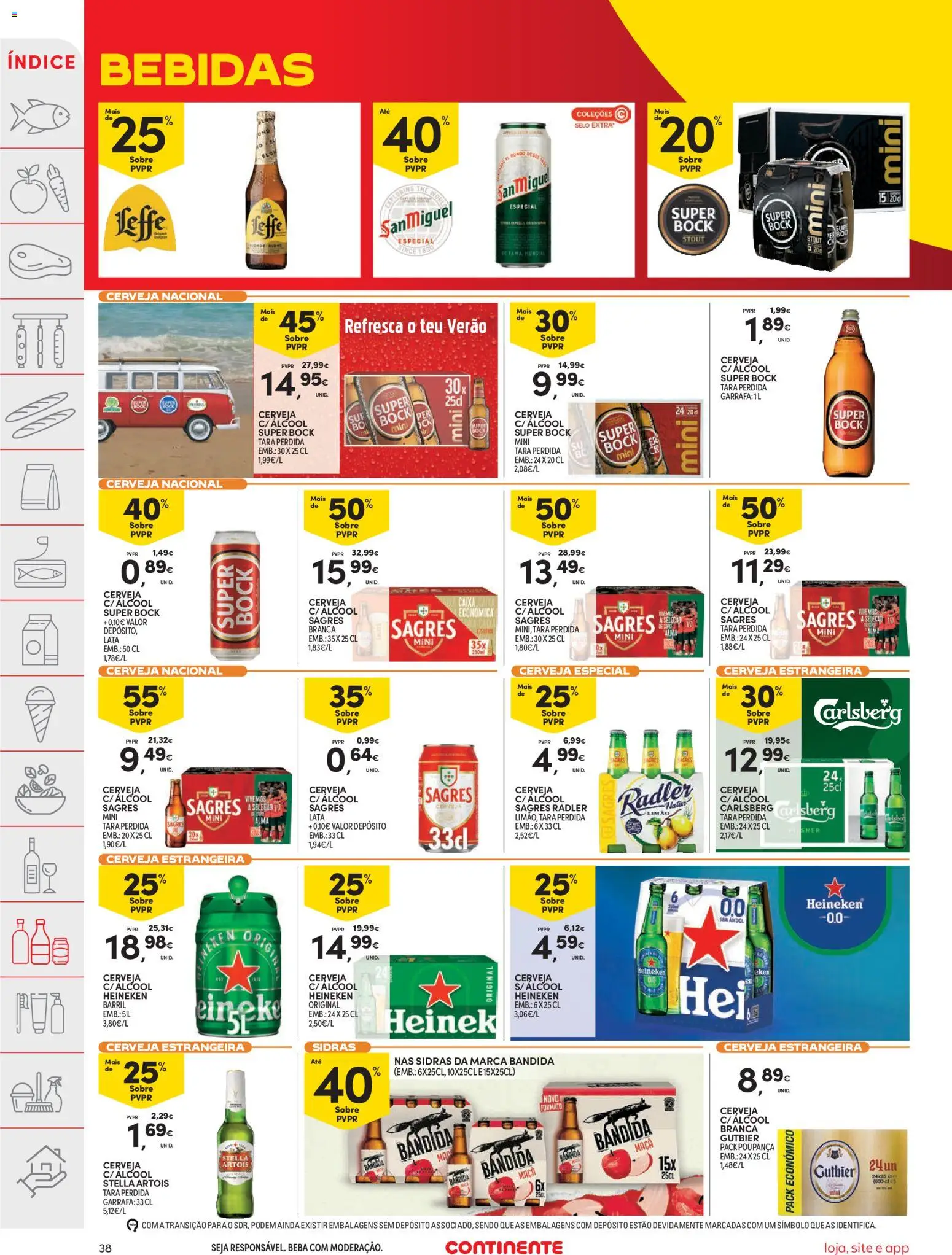 Continente folheto │ válido de 04/08/2026 | Página: 38 | Produtos: Super bock, Caixa, Maça, Cerveja
