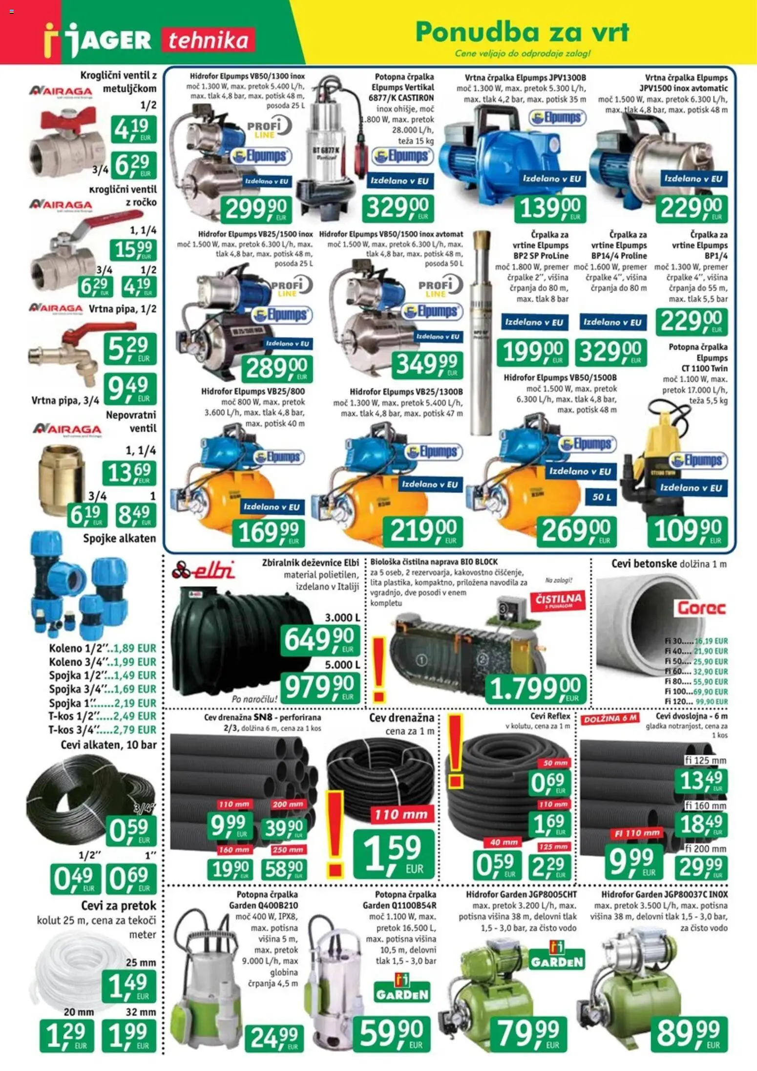Novi Jager katalog ponudbe – veljaven od 08.07.2026 | Stran: 12 | Izdelki: Črpalka, Teza, Kos, Ventil