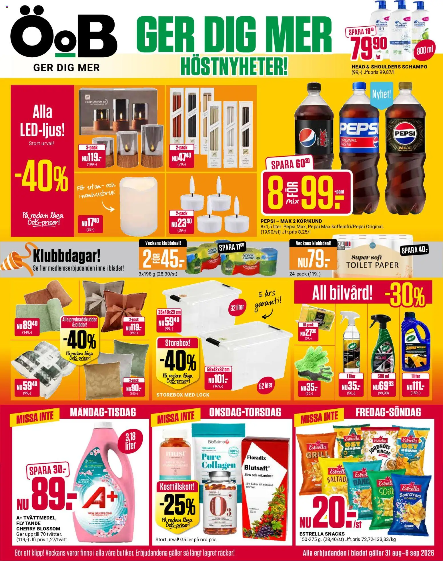 ÖoB reklamblad aktuell från 31/08/2026 | Sida: 1 | Produkter: Doft, Pepsi Max, Head & Shoulders, Snacks