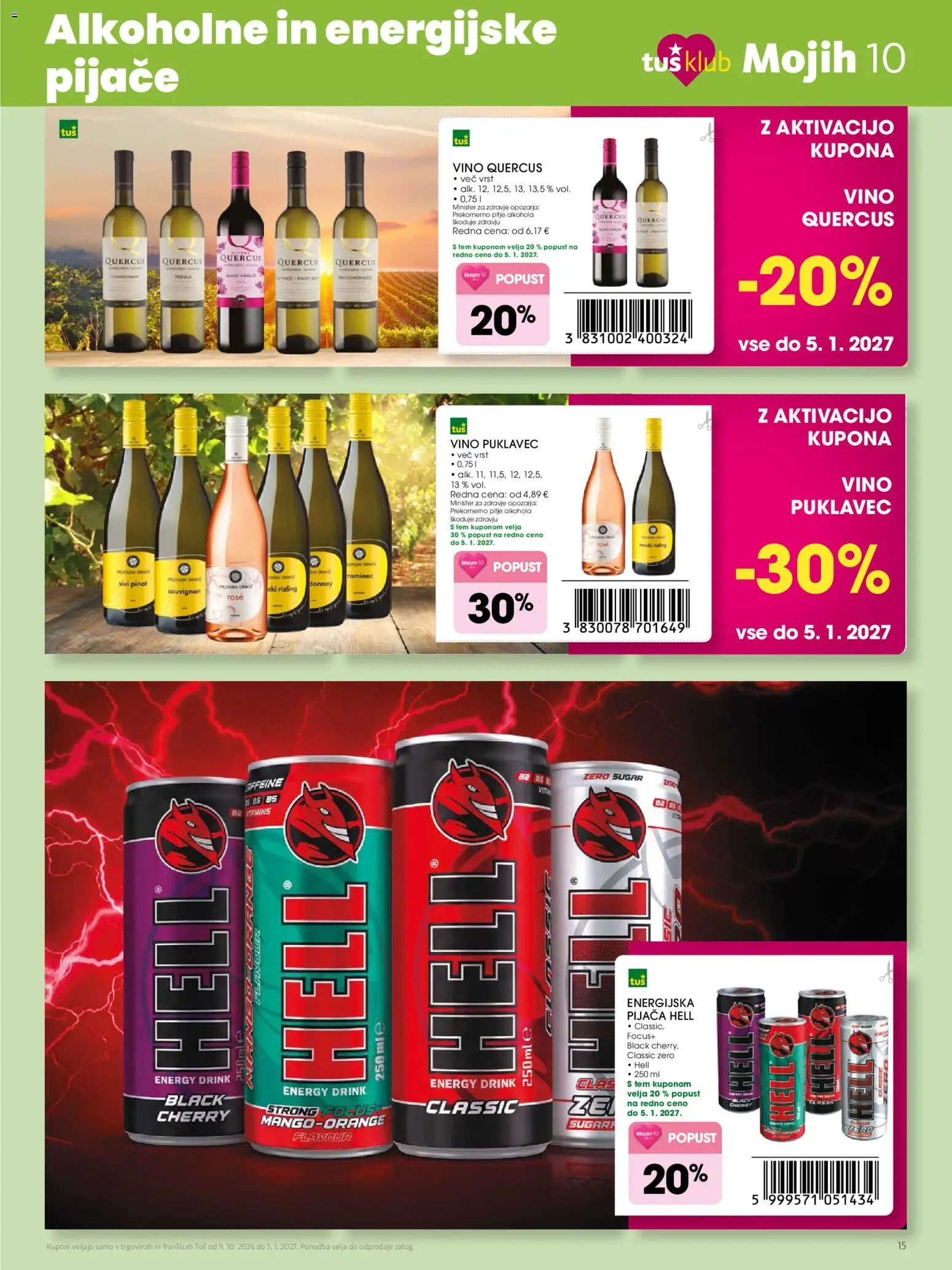 Novi Tuš katalog ponudbe – veljaven od 09.10.2026 | Stran: 15 | Izdelki: Vino