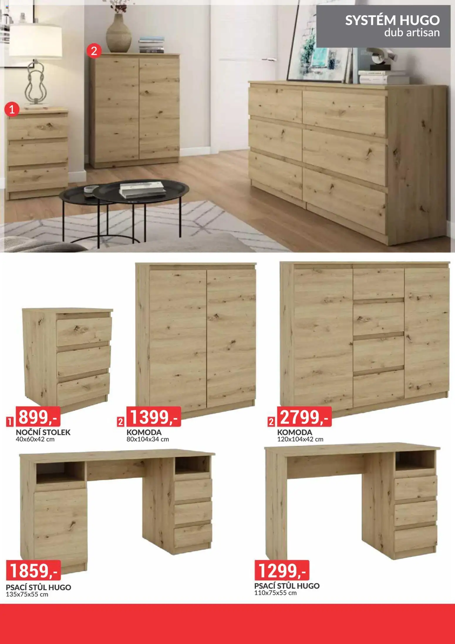 BAUMAX leták - Zaridte si bydlení podle sebe – vybírejte z tisícu produktu! od 01.11.2026 | Strana: 49 | Produkty: Noční stolek, Stolek, Stůl, Psací stůl