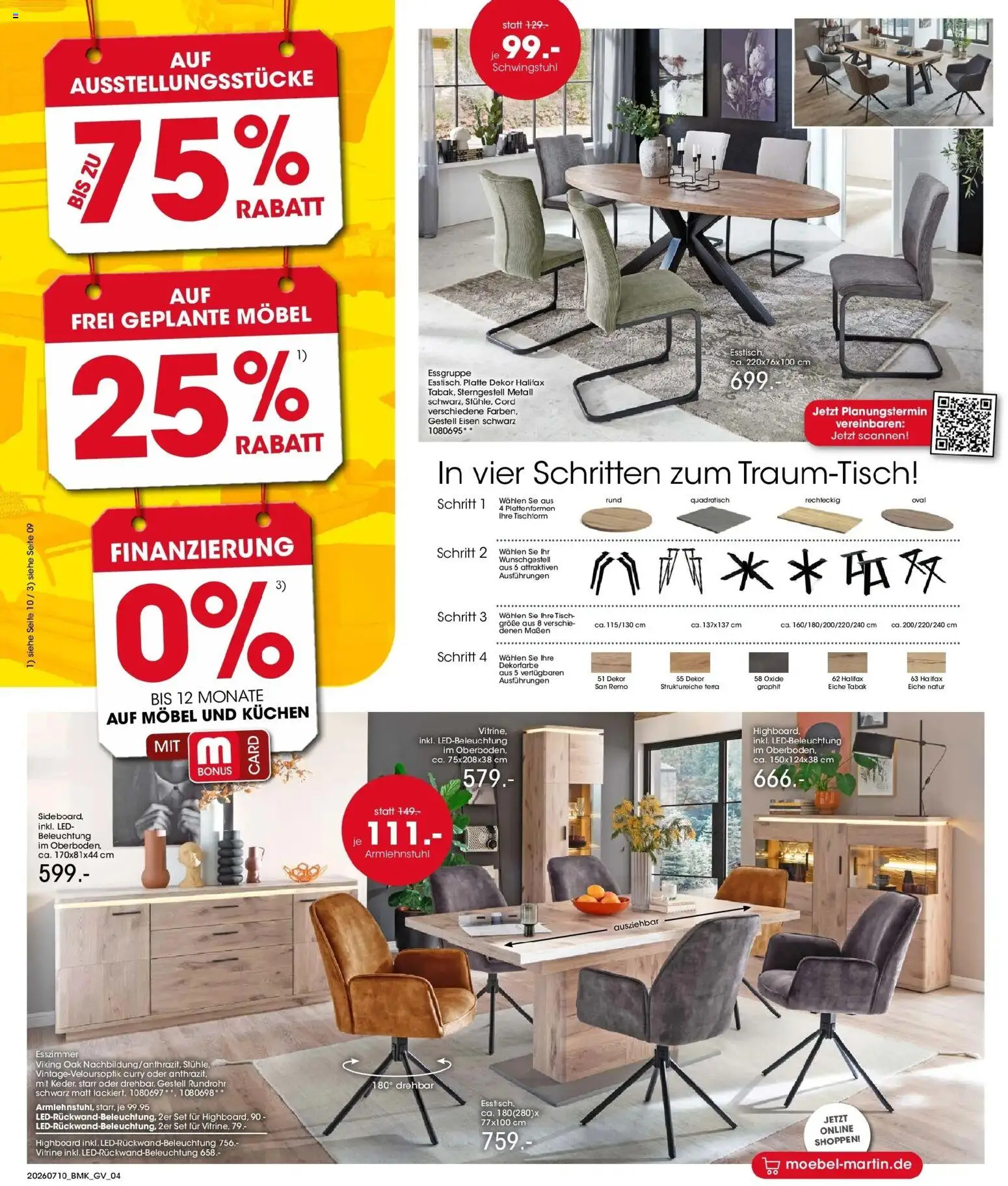 Möbel Martin Sale – gültig ab 10.07.2026 | Seite: 4 | Produkte: HIghboard, Vitrine, Tisch, Kuchen