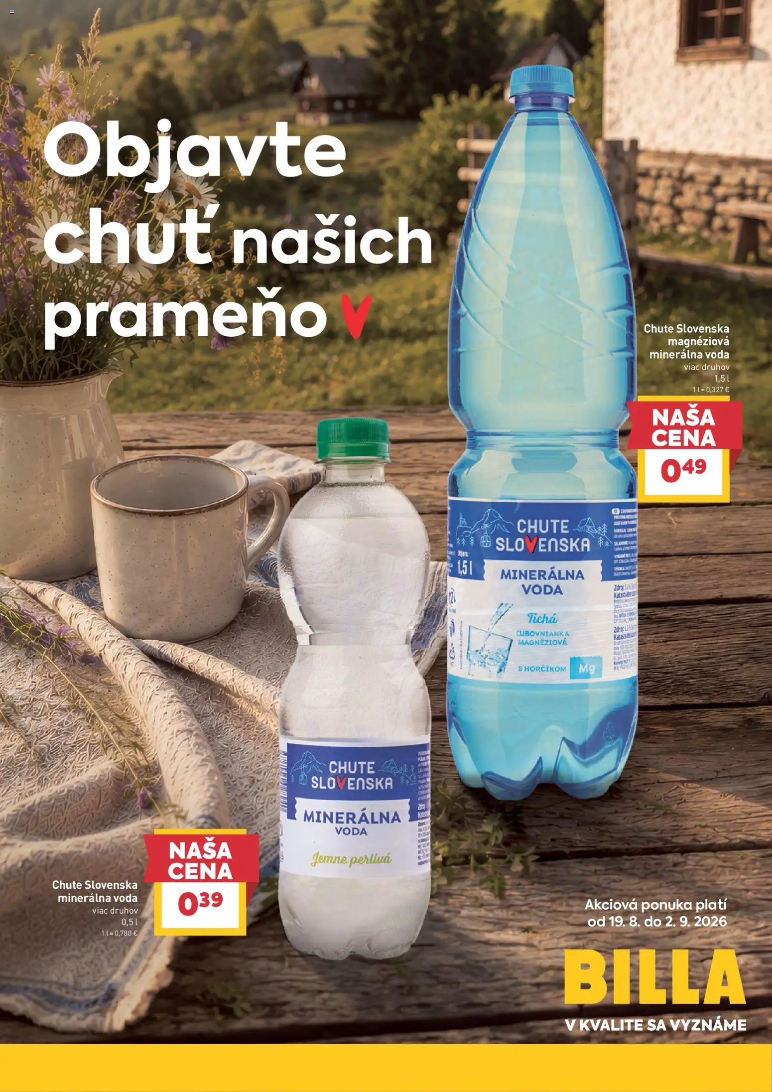 Nové Billa akcie – leták je platný od 19.08.2026 | Strana: 2 | Produkty: Voda, Minerálna voda
