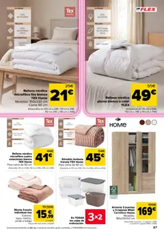 Vista previa Armario 3 puertas y 3 cajones Milán Carrefour Home, Armario 3 puertas y 3 cajones Milán. Medidas: 180x120x52 cm válido desde el 27/10/2026 | Página: 75 | Productos: Edredón, Manta, Cama, Cajonera
