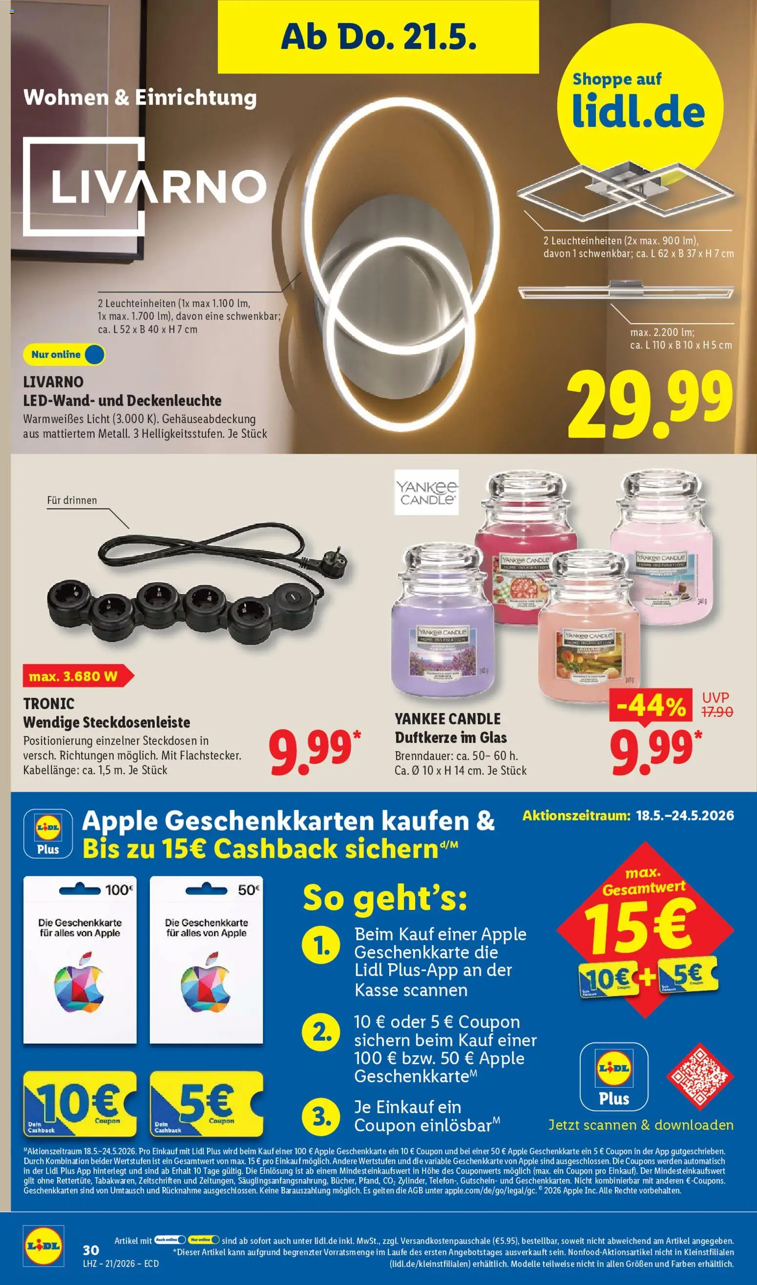 Lidl Německo leták od 18.05.2026 | Strana: 52 | Produkty: Yankee Candle, Apple