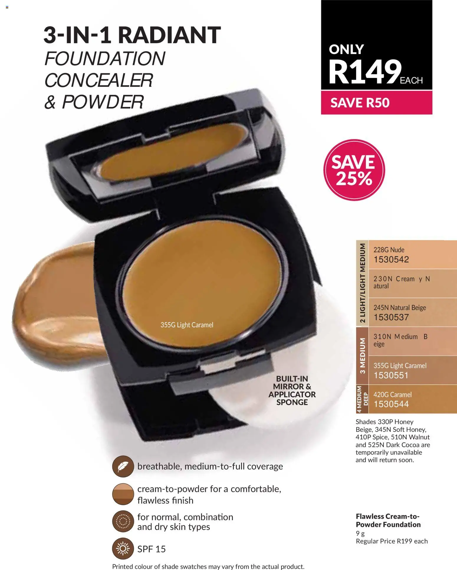 New Avon catalogue – valid from 01/07/2026 | Page: 39 | Products: Mirror, Foundation, Powder, Caramel