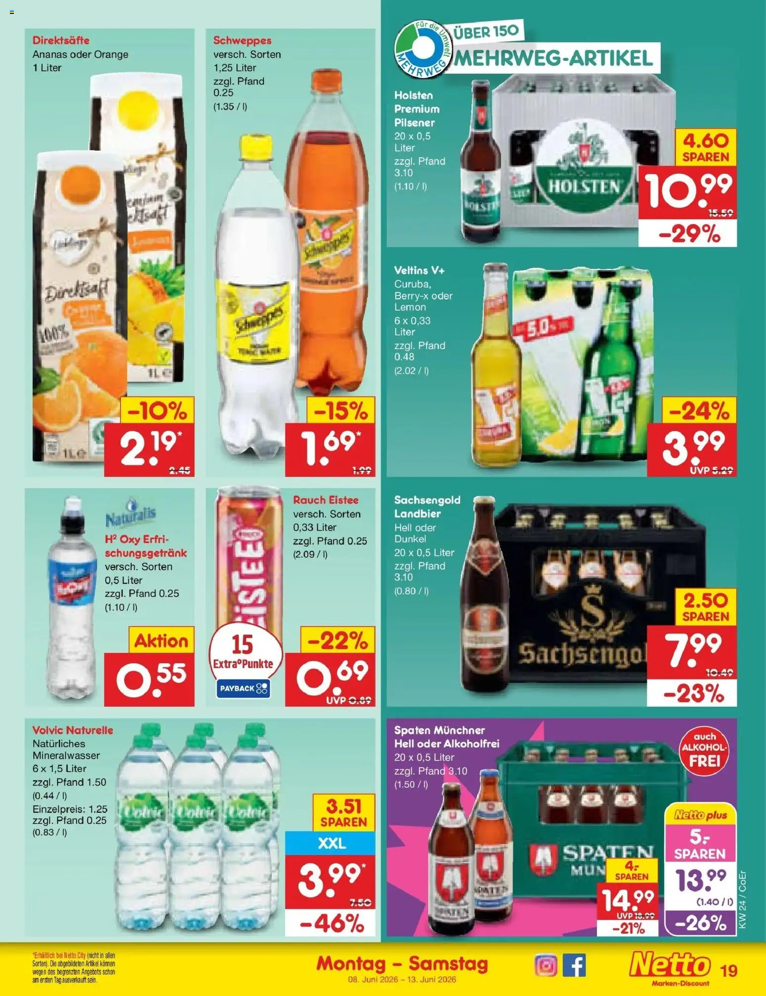 Netto Marken-Discount Prospekt Delitzsch – gültig ab 08.06.2026 | Seite: 31 | Produkte: Holsten, Schweppes, Mineralwasser, Volvic