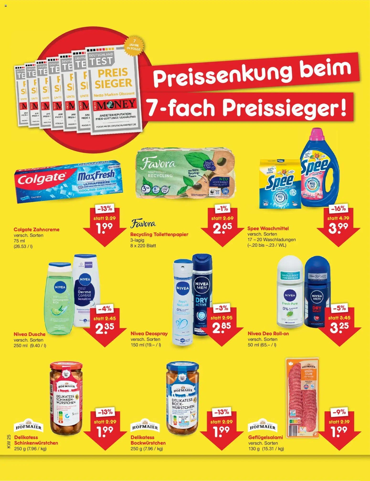 Netto Marken-Discount Preissenkung auf Dauer – gültig ab 12.06.2026 | Seite: 1 | Produkte: Spee, Salami, Schinken, Toilettenpapier