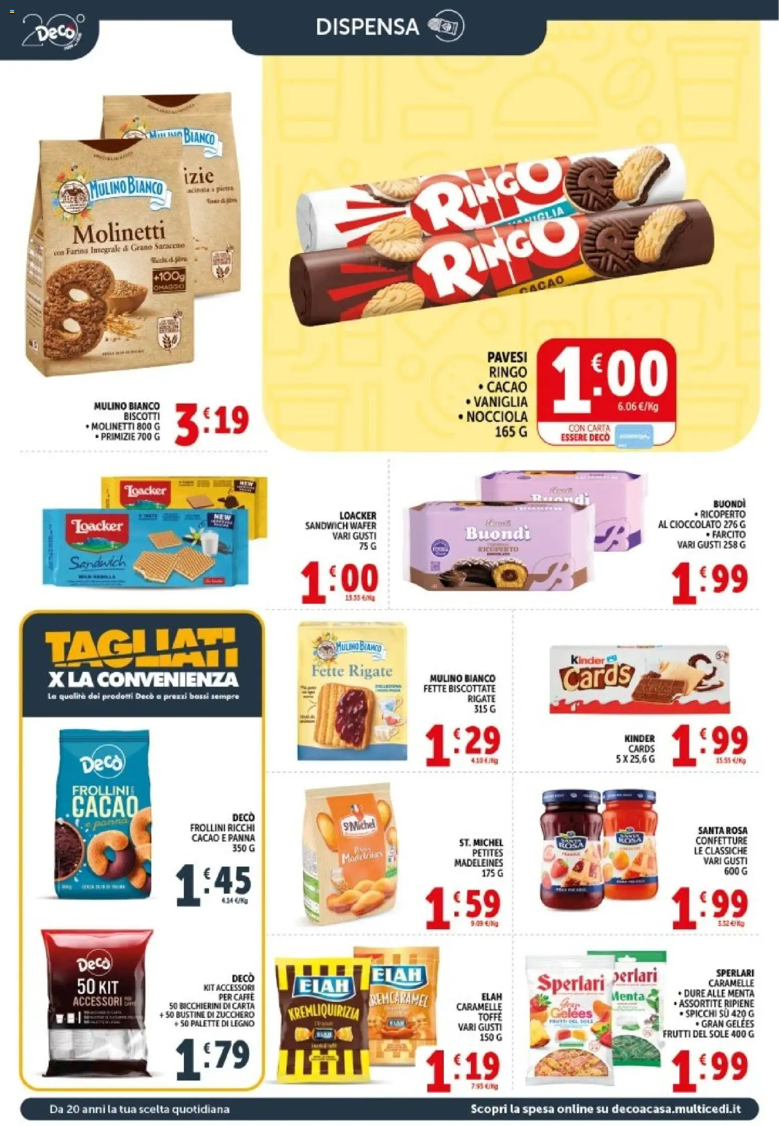 Volantino Decò del 20.05.2026 | Pagina: 13 | Prodotti: Biscotti, Zucchero, Cacao, Fette biscottate