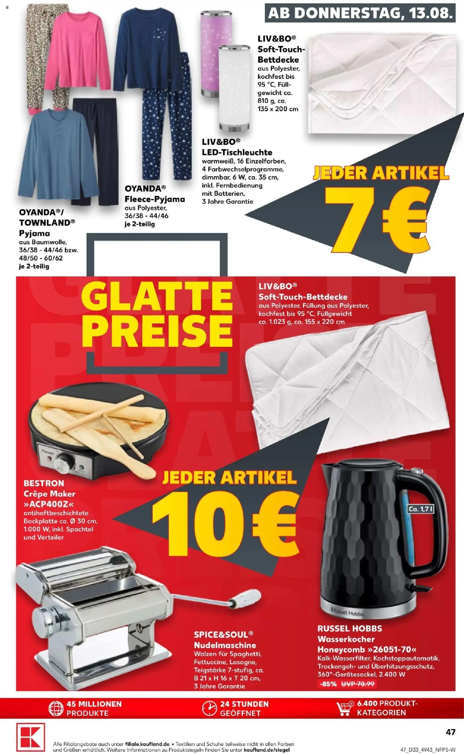Kaufland Prospekt Köln – gültig ab 13.08.2026 | Seite: 49 | Produkte: Gewicht, Wasserkocher, Bettdecke, Pyjama